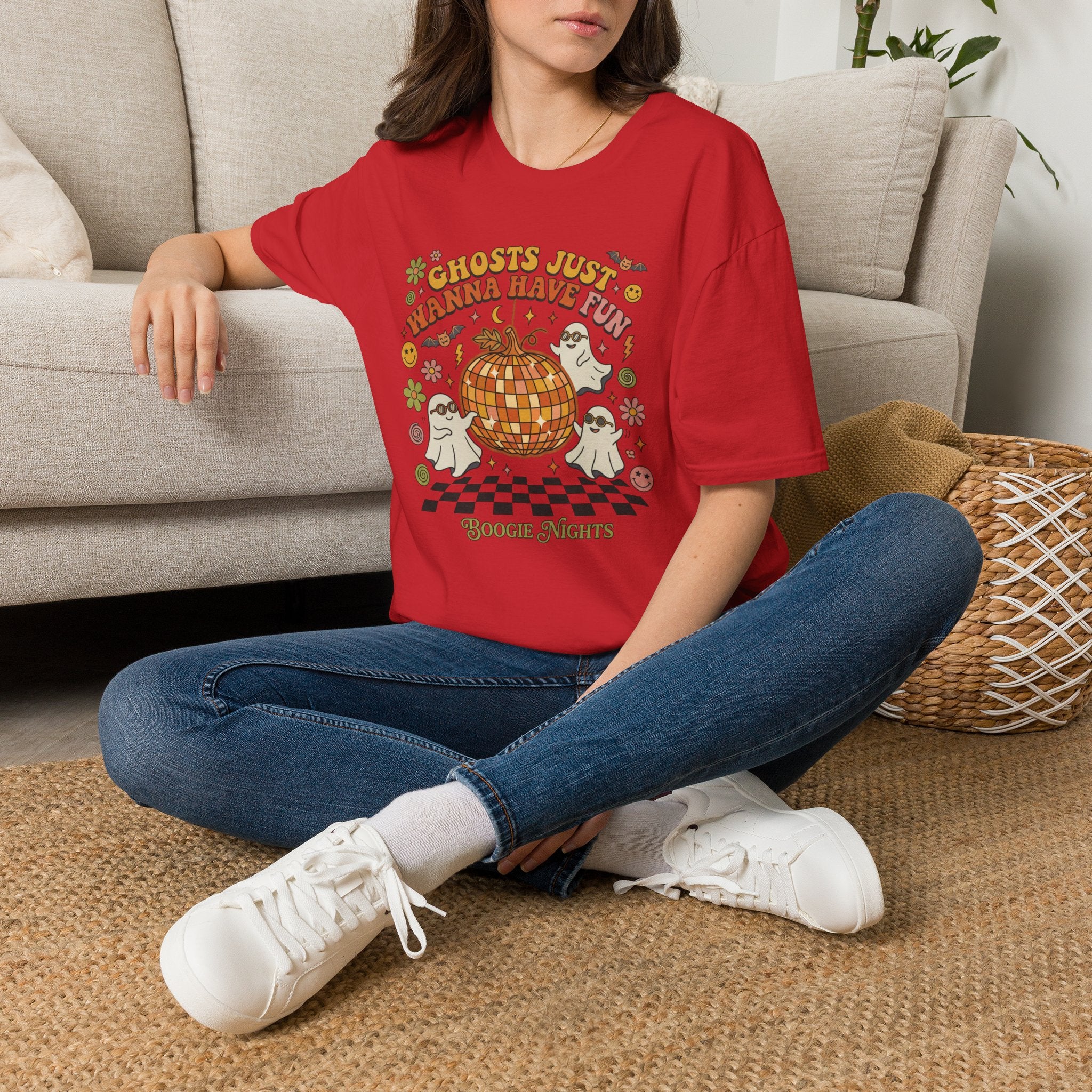 Ghosts Just Wanna Have Fun T-Shirt — Retro Halloween Disco Pumpkin Tee