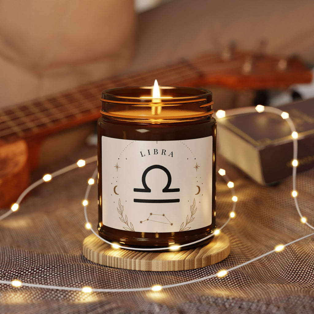 Libra Zodiac Soy Candle — Amber Jar Scented Candle (Multi-Size)