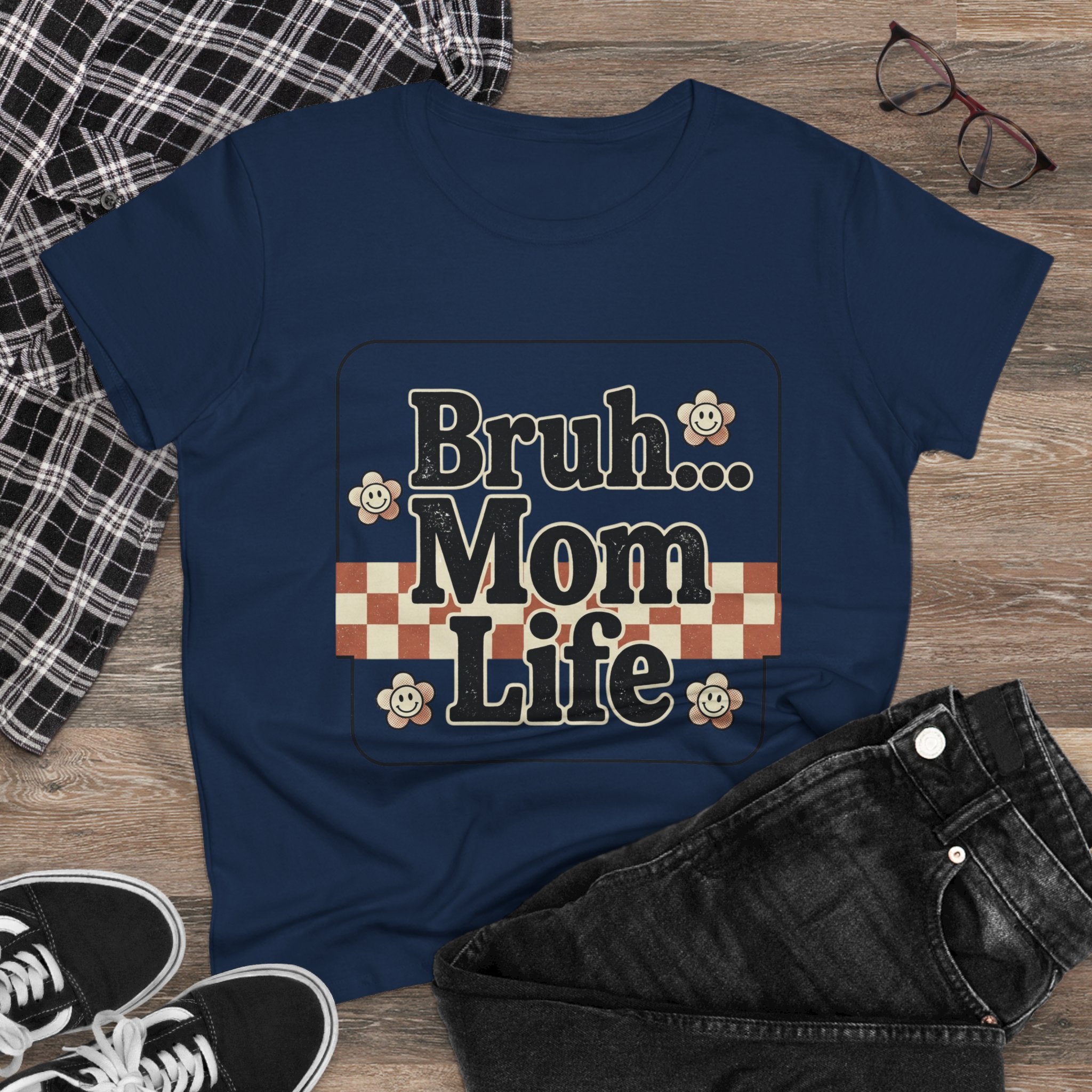 Mom Life Tee — "Bruh... Mom Life" Retro Graphic Women's T‑Shirt