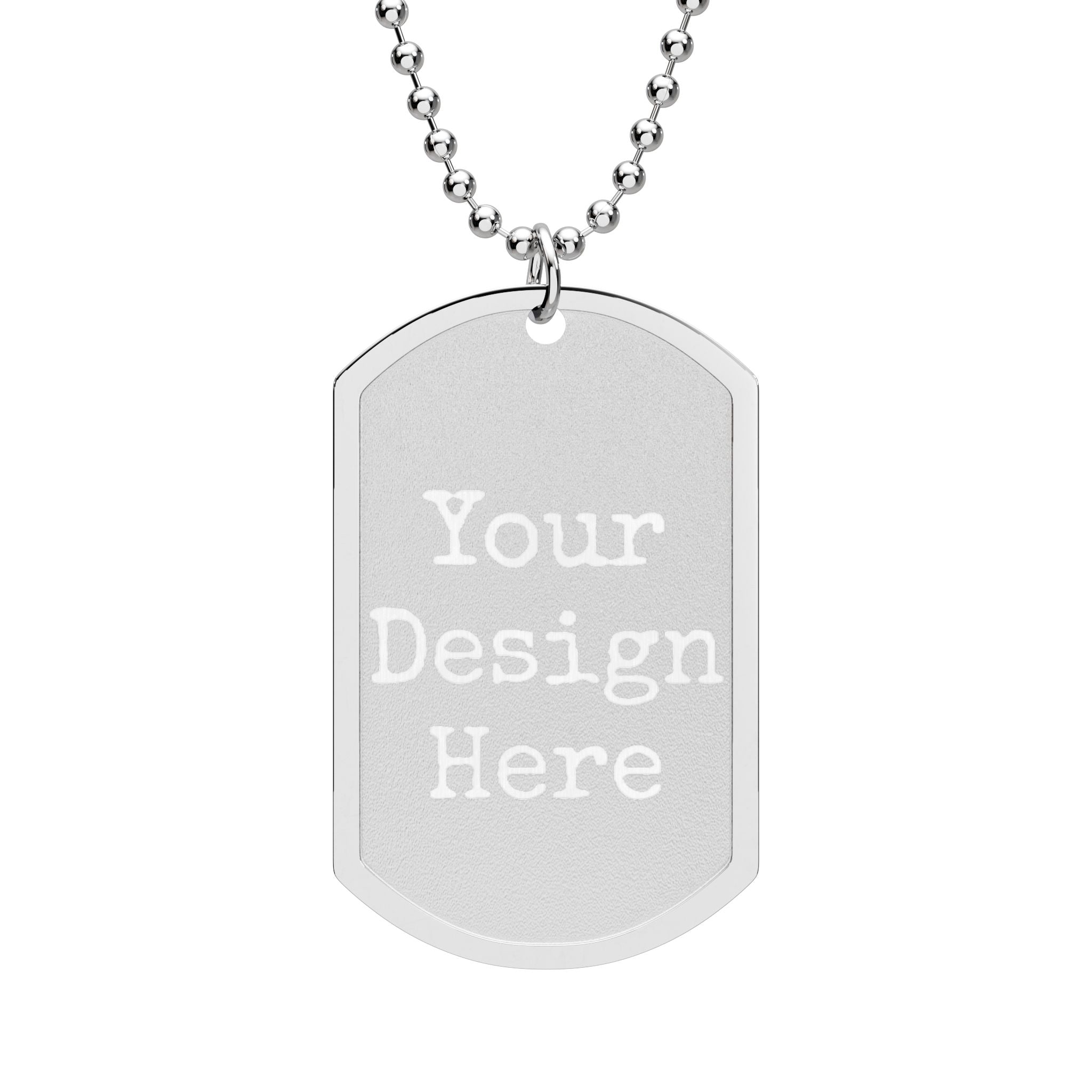 Engraved Dog Tag Necklace — Blank Military-Style ID Pendant with Ball Chain (Gold or Silver)