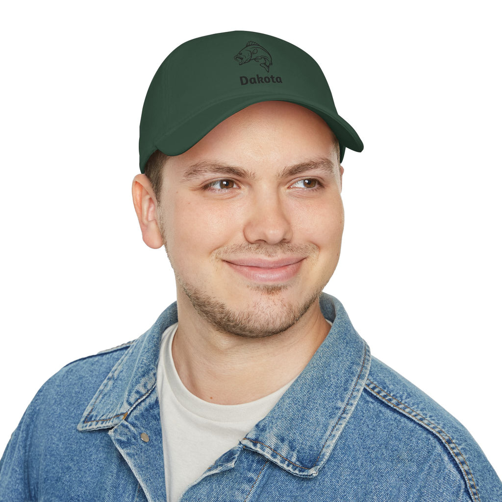 Bass Fisherman Embroidered Cap — Personalized Low Profile Baseball Hat
