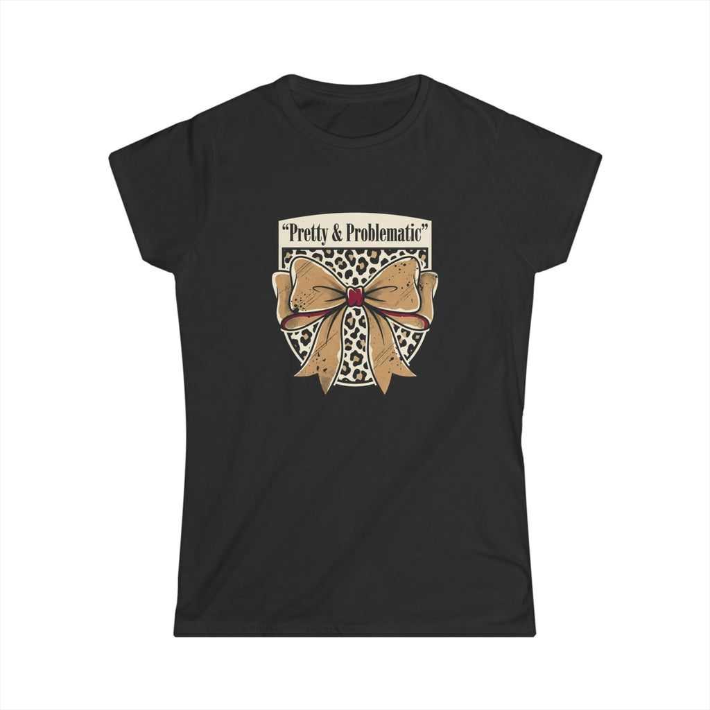 Pretty & Problematic Women's Tee — Leopard Bow Graphic Shirt