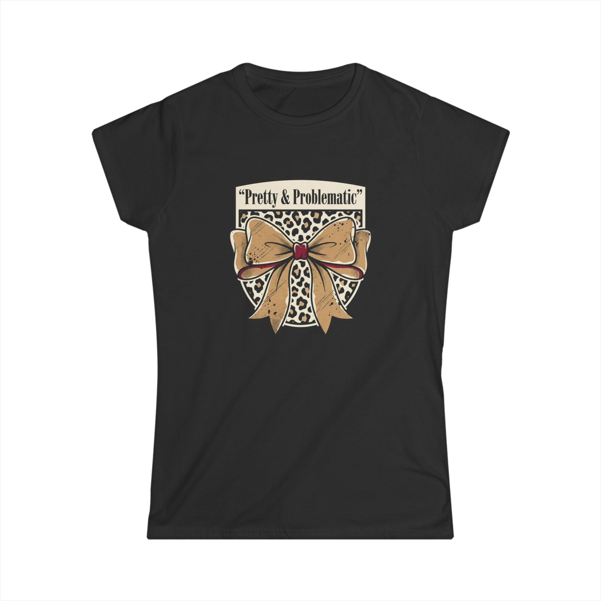 Pretty & Problematic Women's Tee — Leopard Bow Graphic Shirt