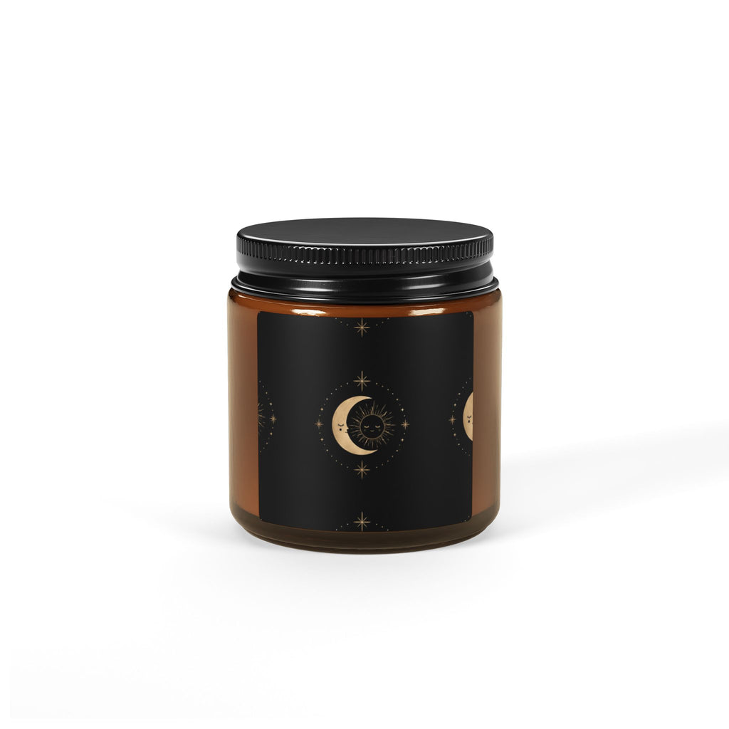 Amber Moon Soy Candle — Scented Amber Jar Candle with Crescent Moon Design