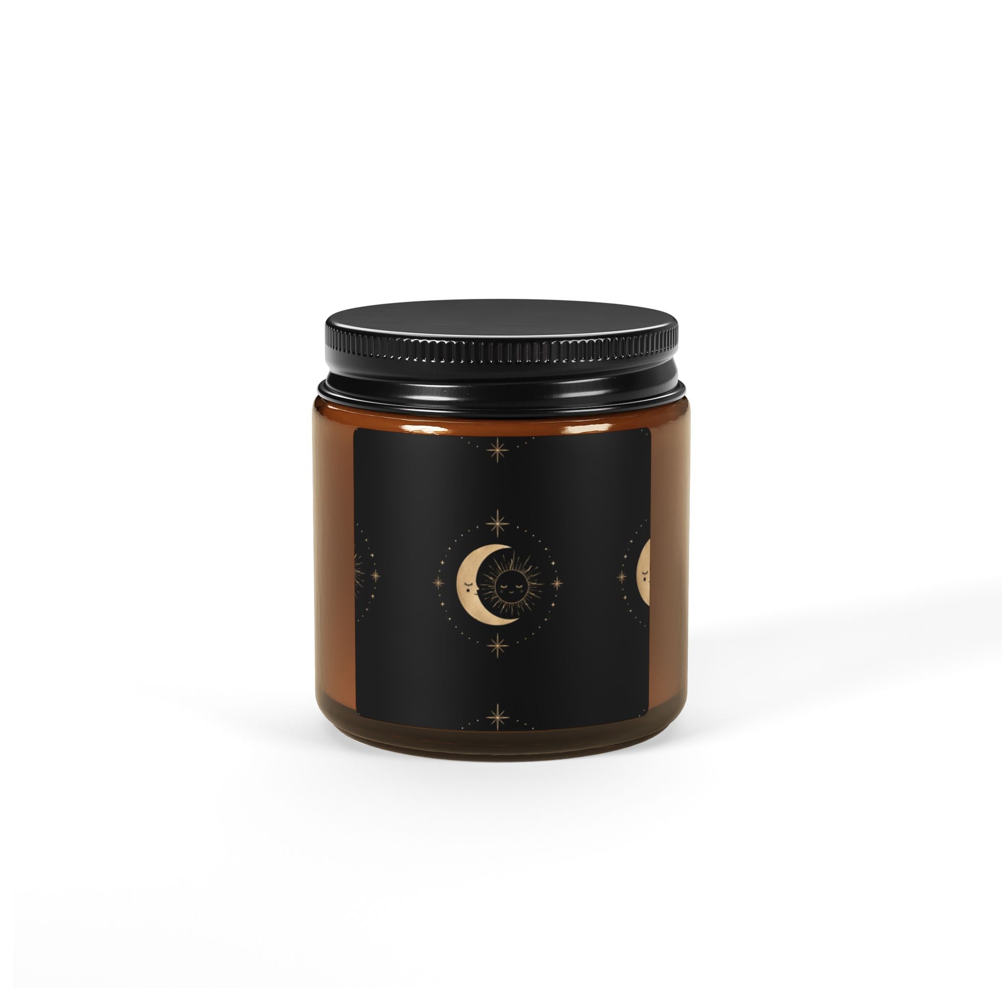 Amber Moon Soy Candle — Scented Amber Jar Candle with Crescent Moon Design