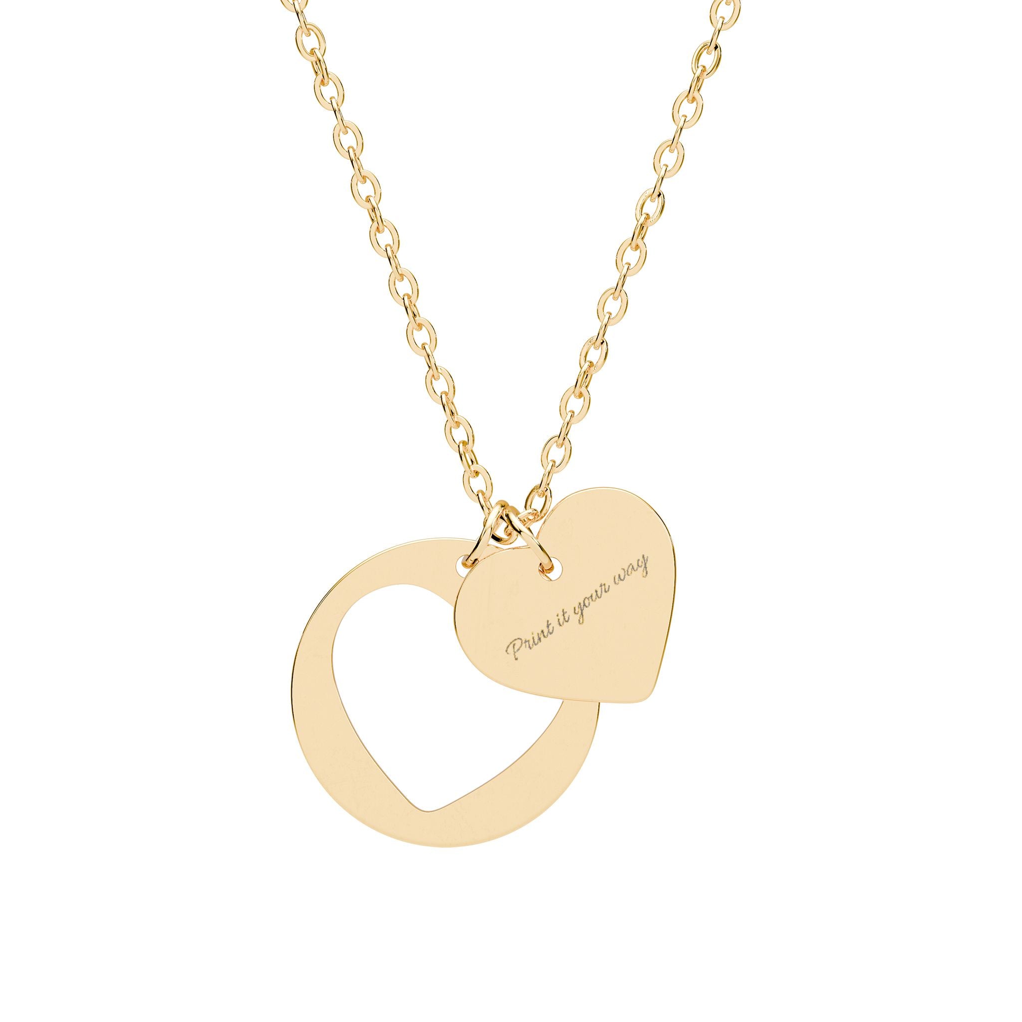 Personalized Heart Cutout Necklace — Engraved Name Pendant