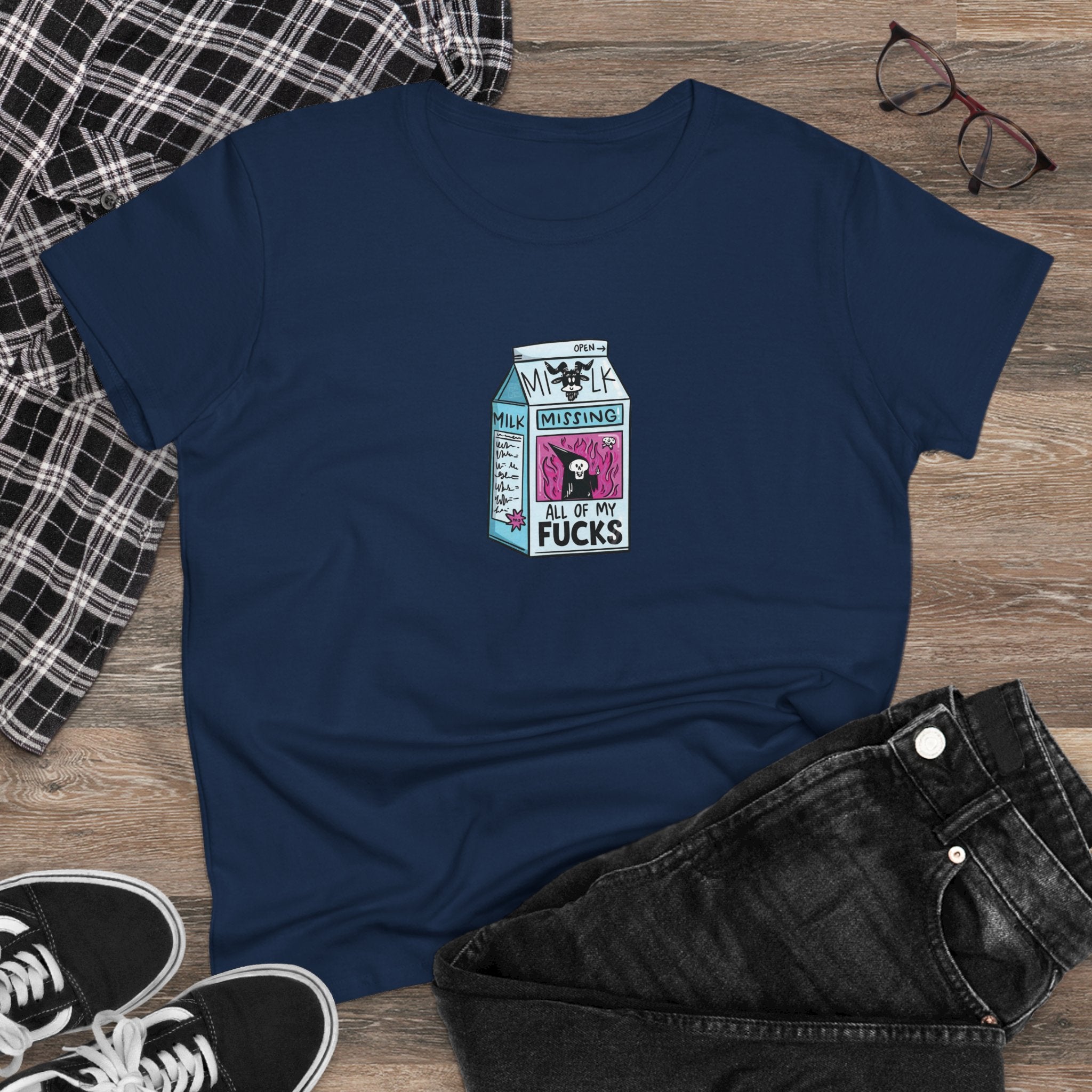 All My Fucks' Cartoon Milk Carton Women's T-Shirt