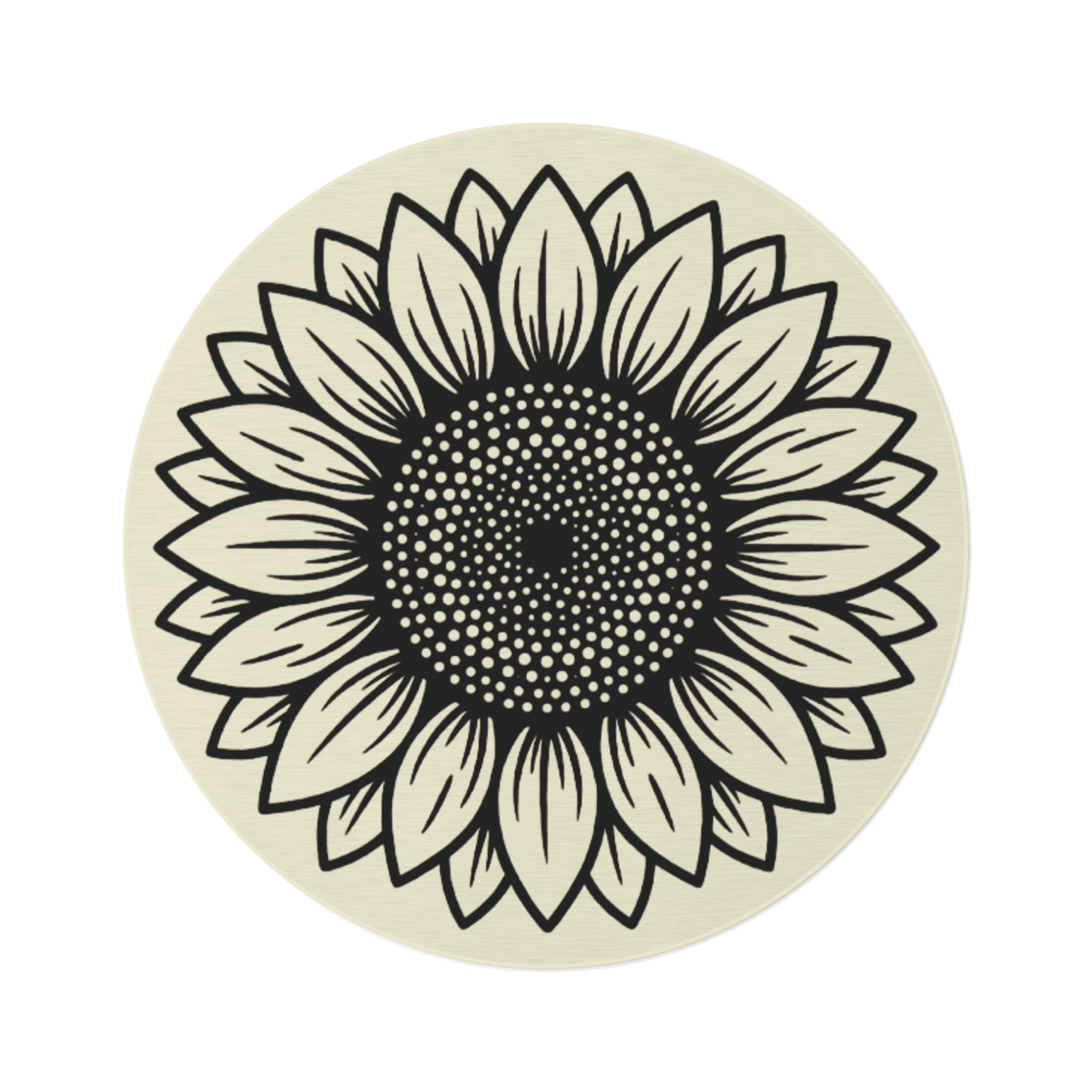 Sunflower Round Rug — Boho Floral Accent Rug for Entryway, Living Room, or Patio