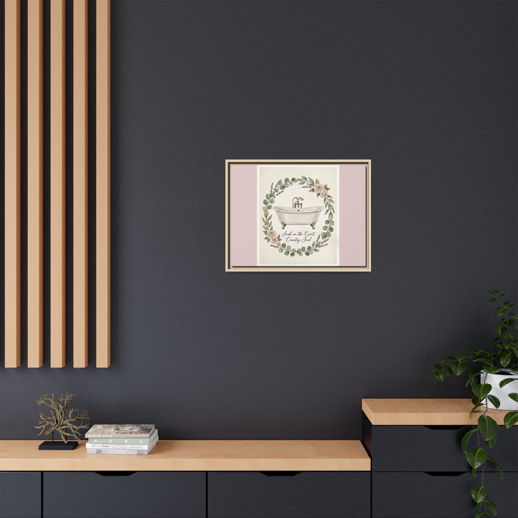 Framed Canvas Wall Art - 'Soak in the Quiet, Country Soul' Vintage Bath Print