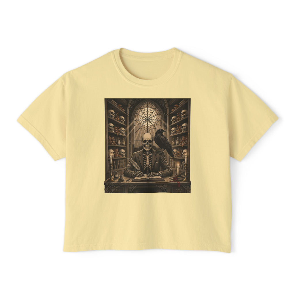Gothic Apothecary Skull Tee — Raven & Spellbook Women's Boxy T-Shirt