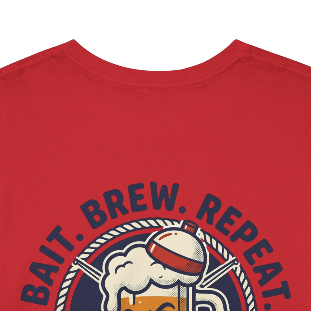 Beer & Fishing T-Shirt — “Bait. Brew. Repeat.” Graphic Tee