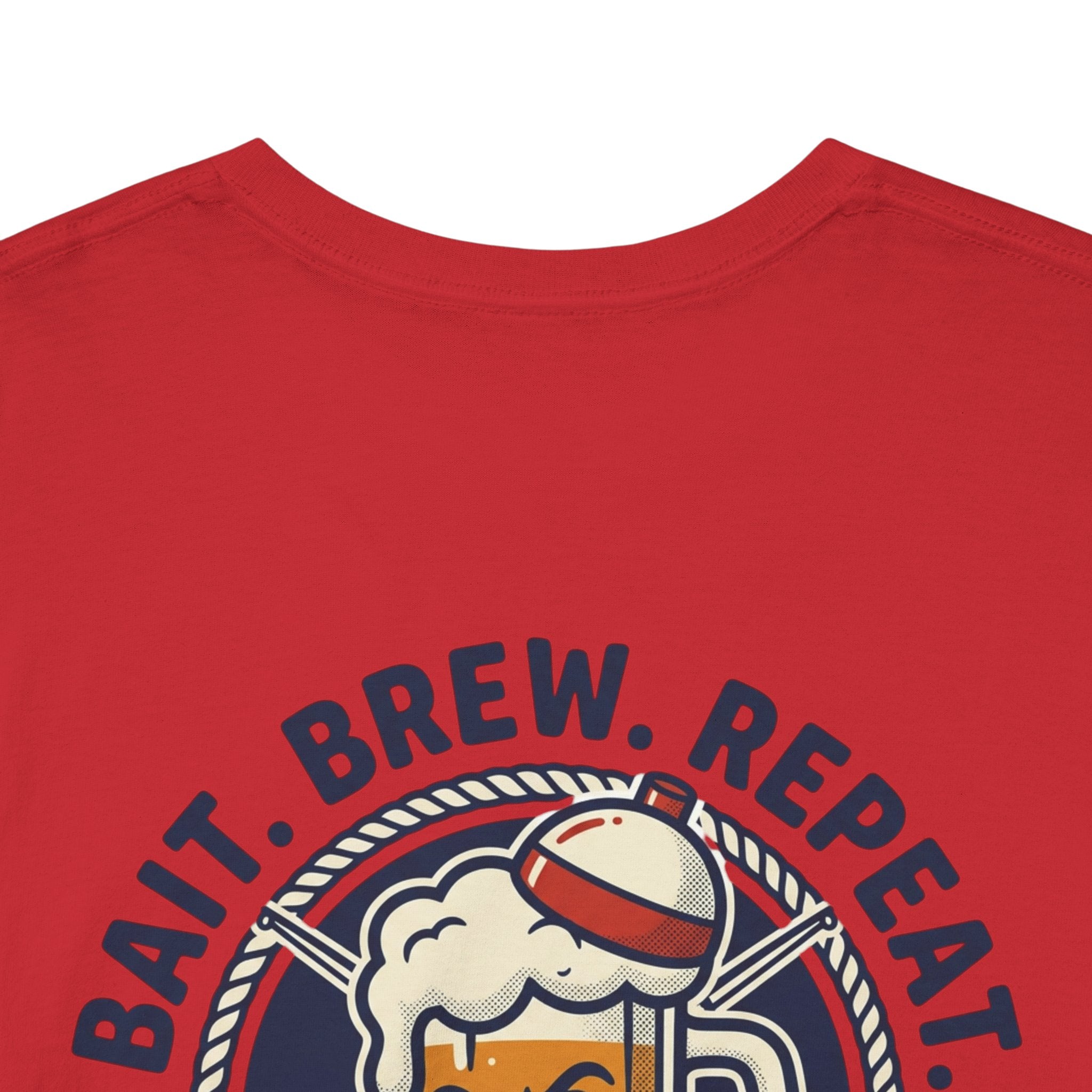 Beer & Fishing T-Shirt — “Bait. Brew. Repeat.” Graphic Tee