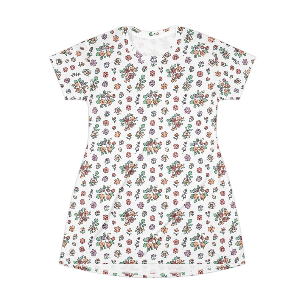 Floral Vintage All-Over Print T-Shirt Dress