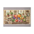 Glass Cutting Board — Charming Farmhouse Fruits Kitchen Cutting Board with Cute Fruit Illustration