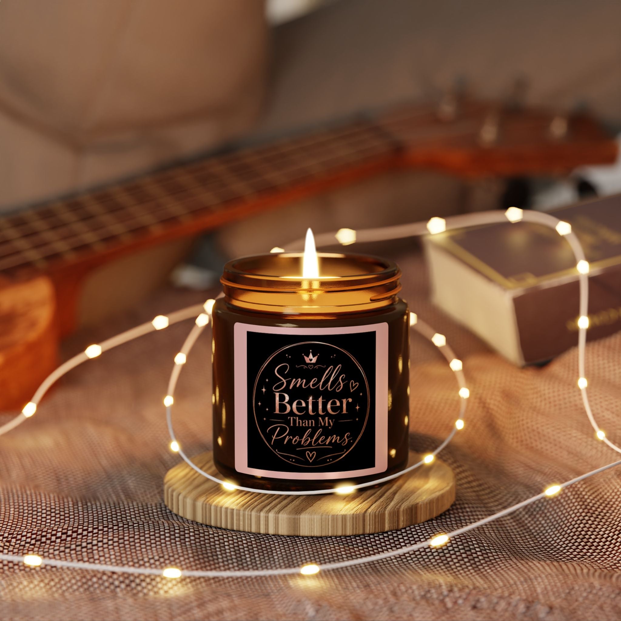 Smells Better Than Your Problems — Scented Soy Candle in Amber Jar (Multi-Size)