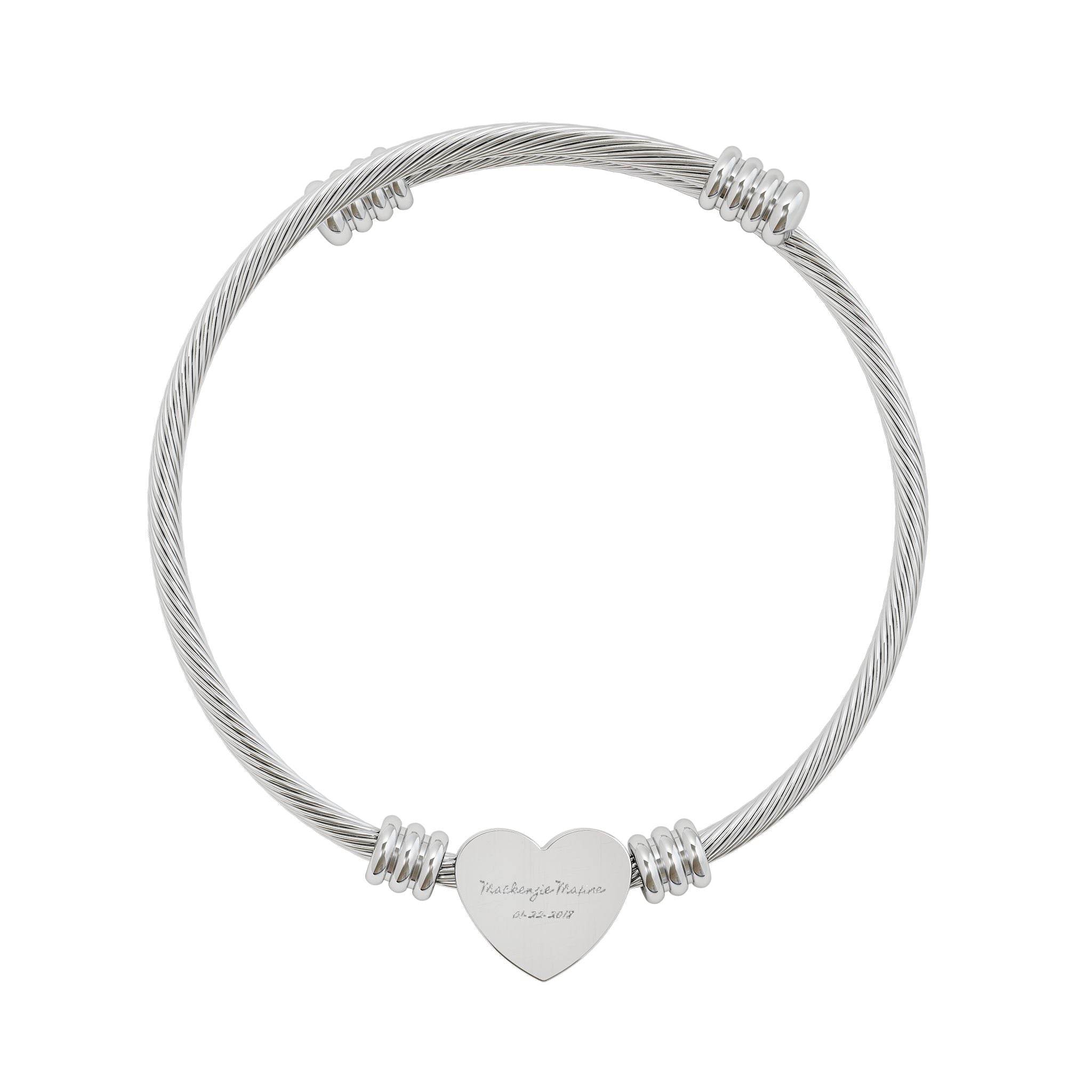 Engravable Heart Cuff Bracelet – Personalized Stainless Steel Bangle (Gold or Silver)