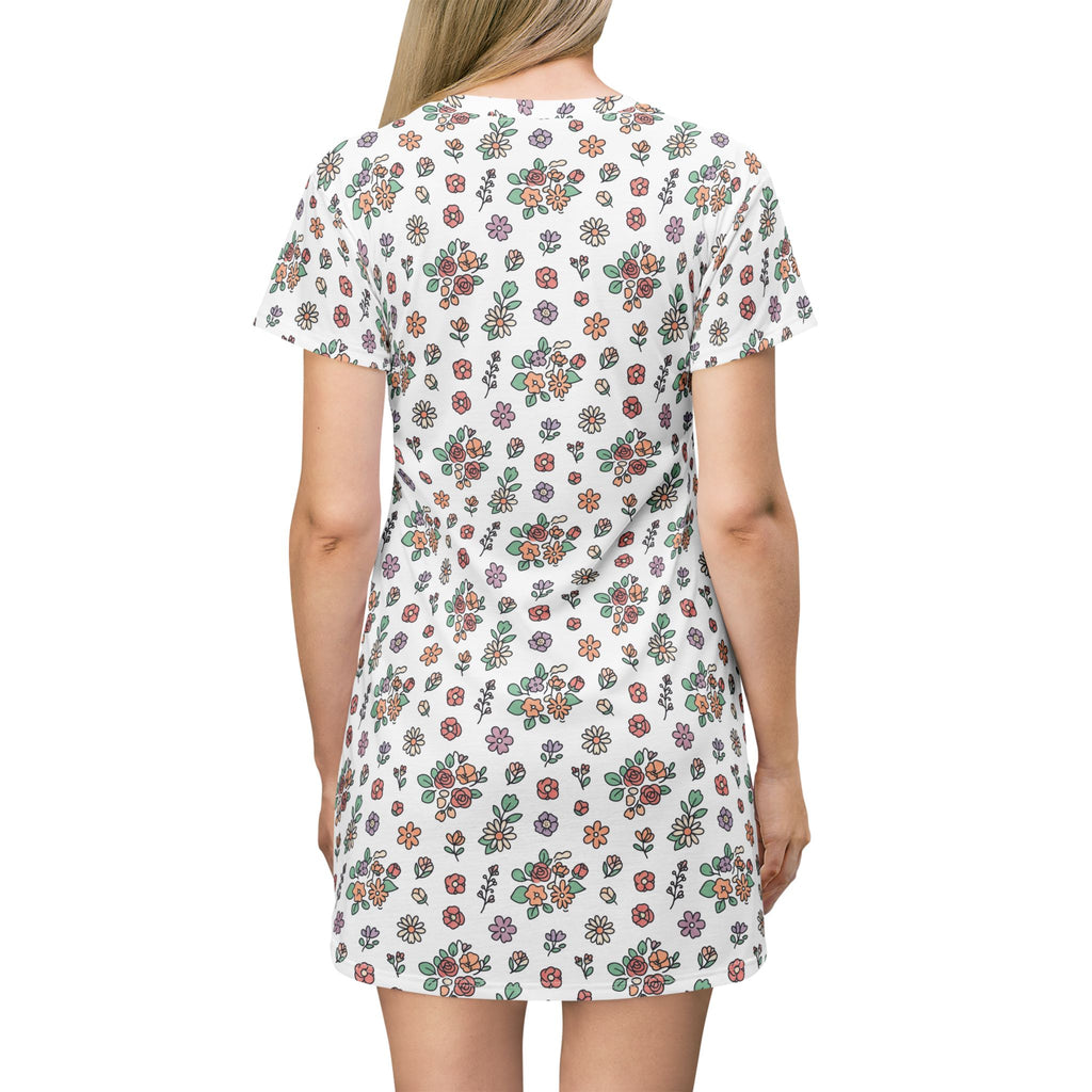 Floral Vintage All-Over Print T-Shirt Dress