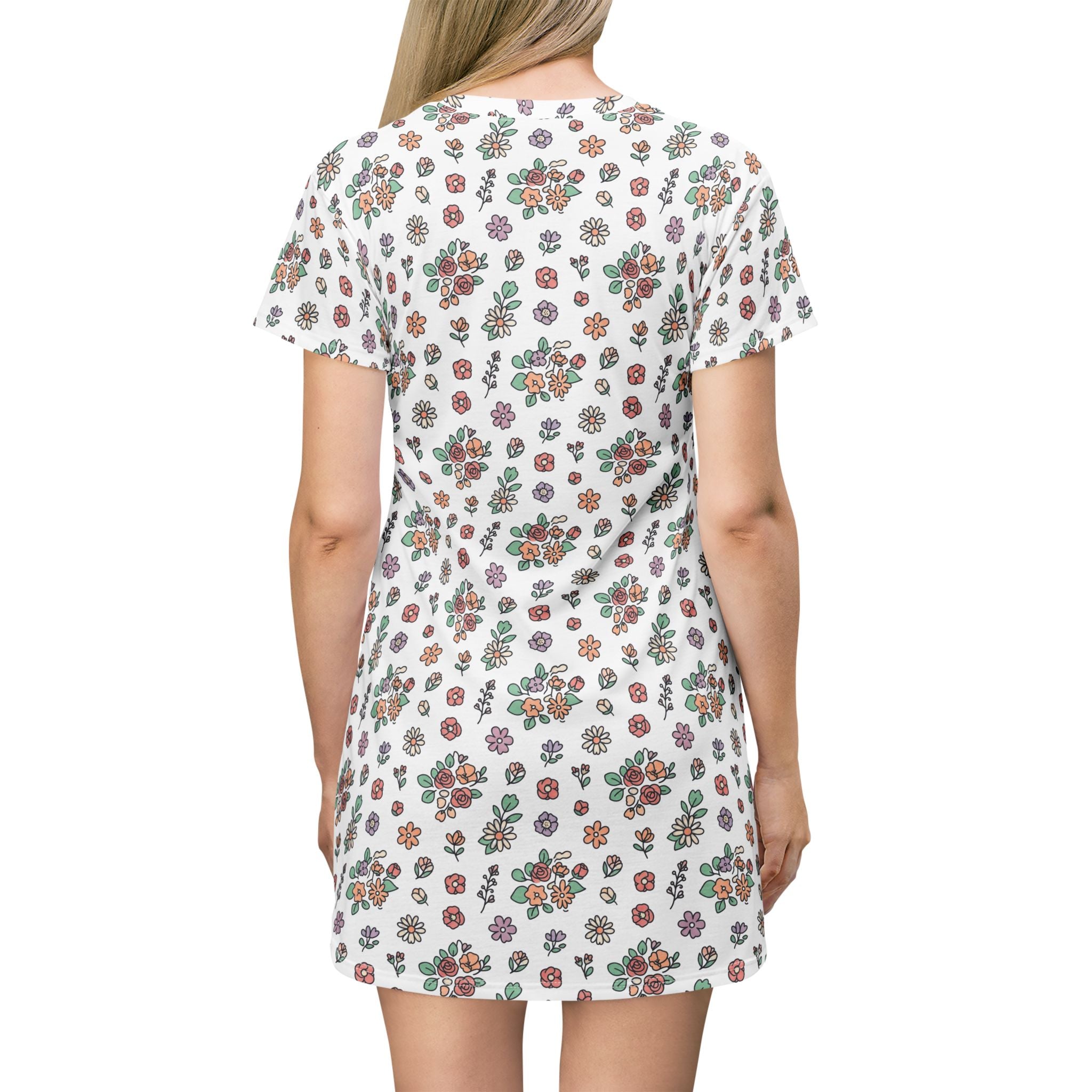 Floral Vintage All-Over Print T-Shirt Dress