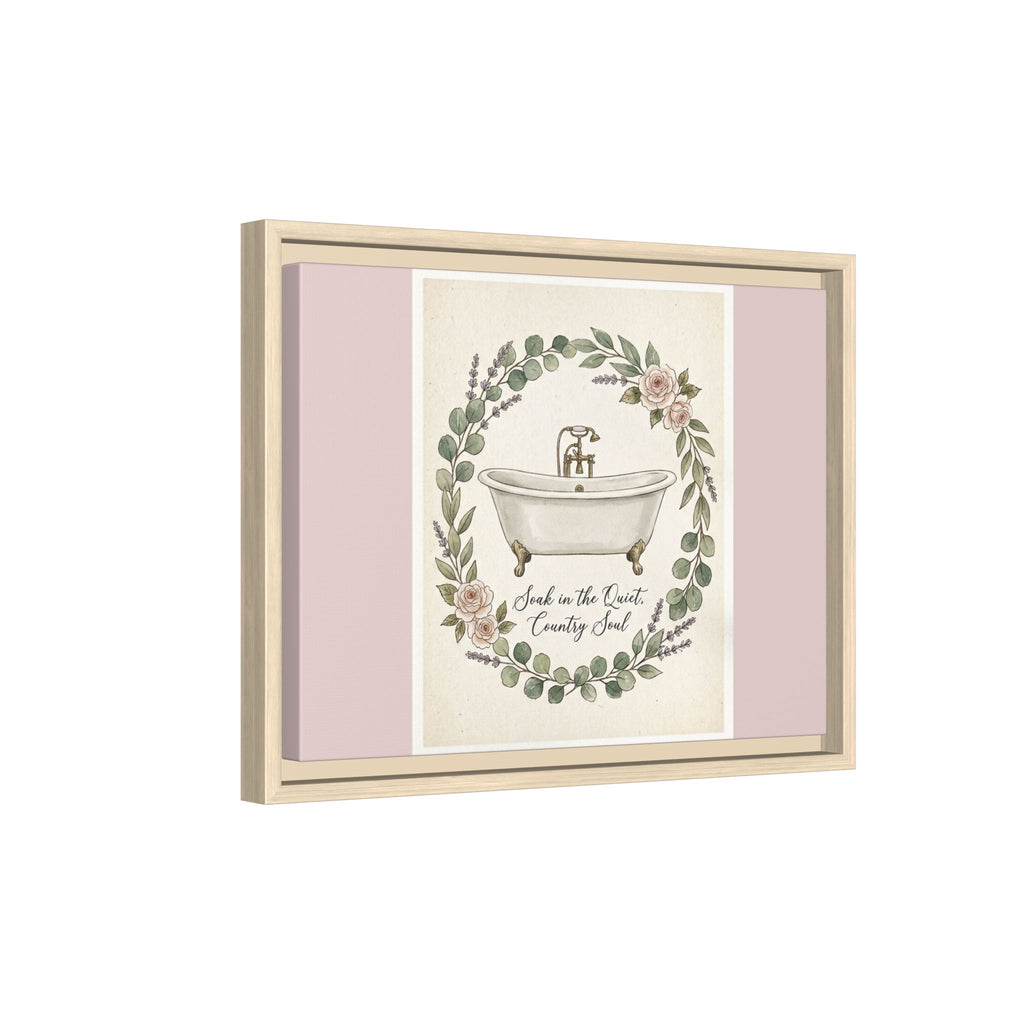 Framed Canvas Wall Art - 'Soak in the Quiet, Country Soul' Vintage Bath Print