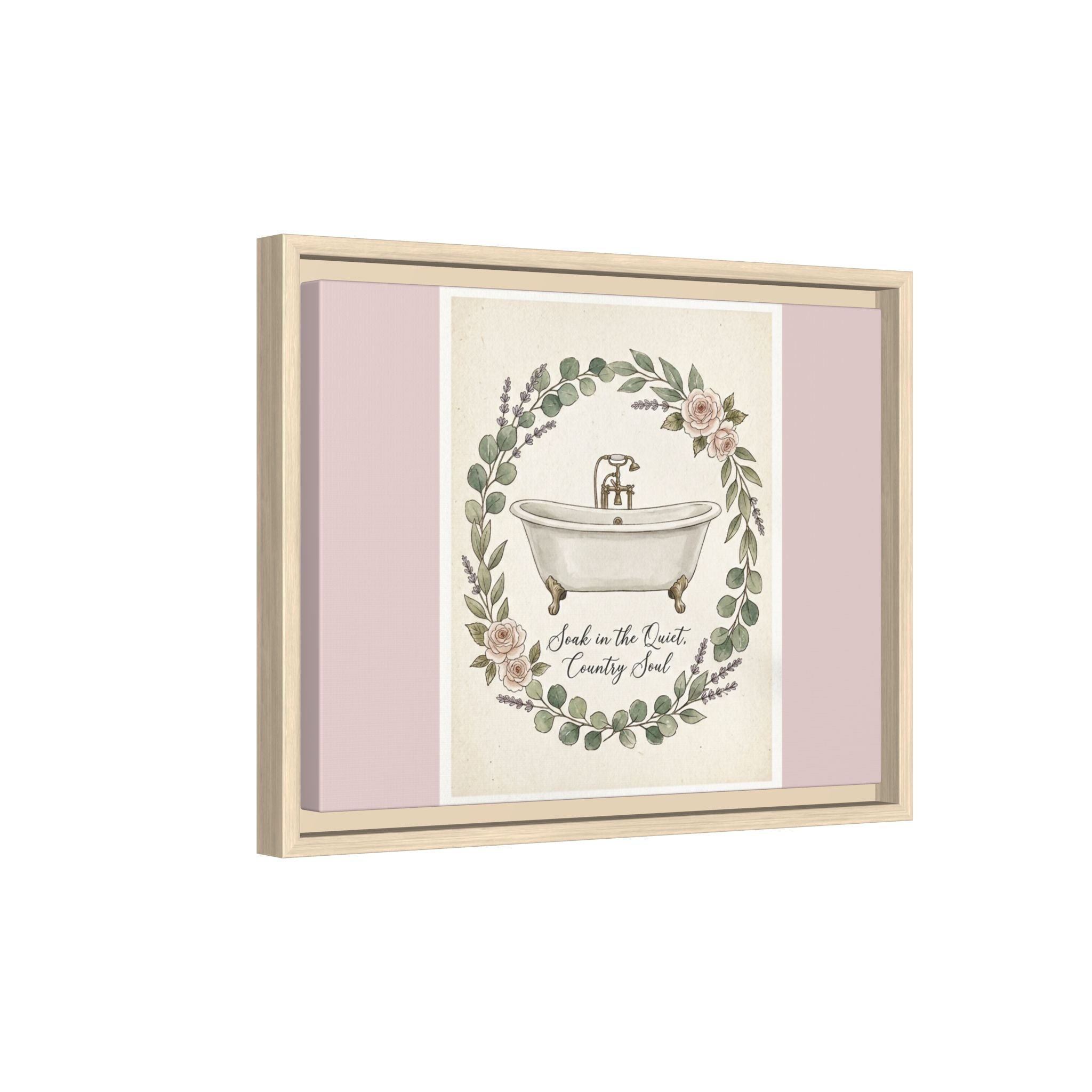 Framed Canvas Wall Art - 'Soak in the Quiet, Country Soul' Vintage Bath Print