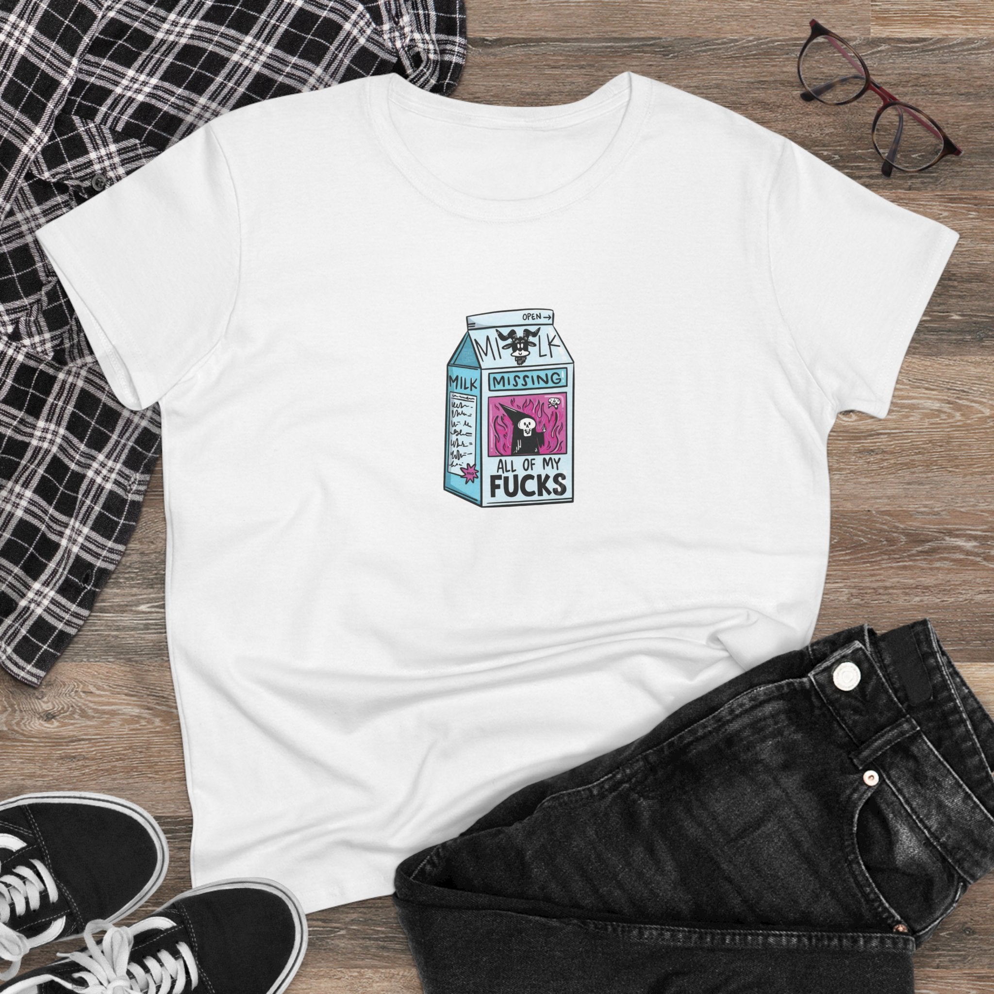 All My Fucks' Cartoon Milk Carton Women's T-Shirt