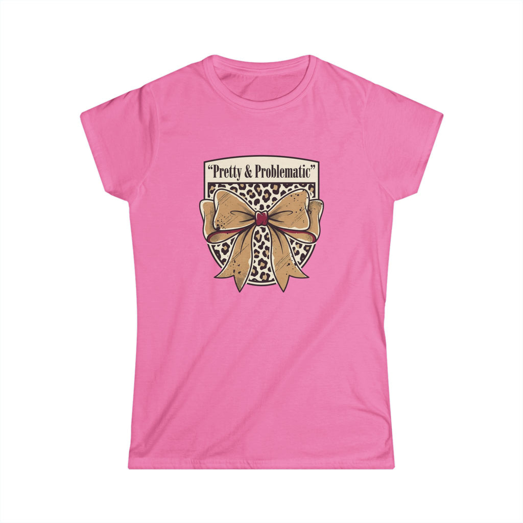 Pretty & Problematic Women's Tee — Leopard Bow Graphic Shirt