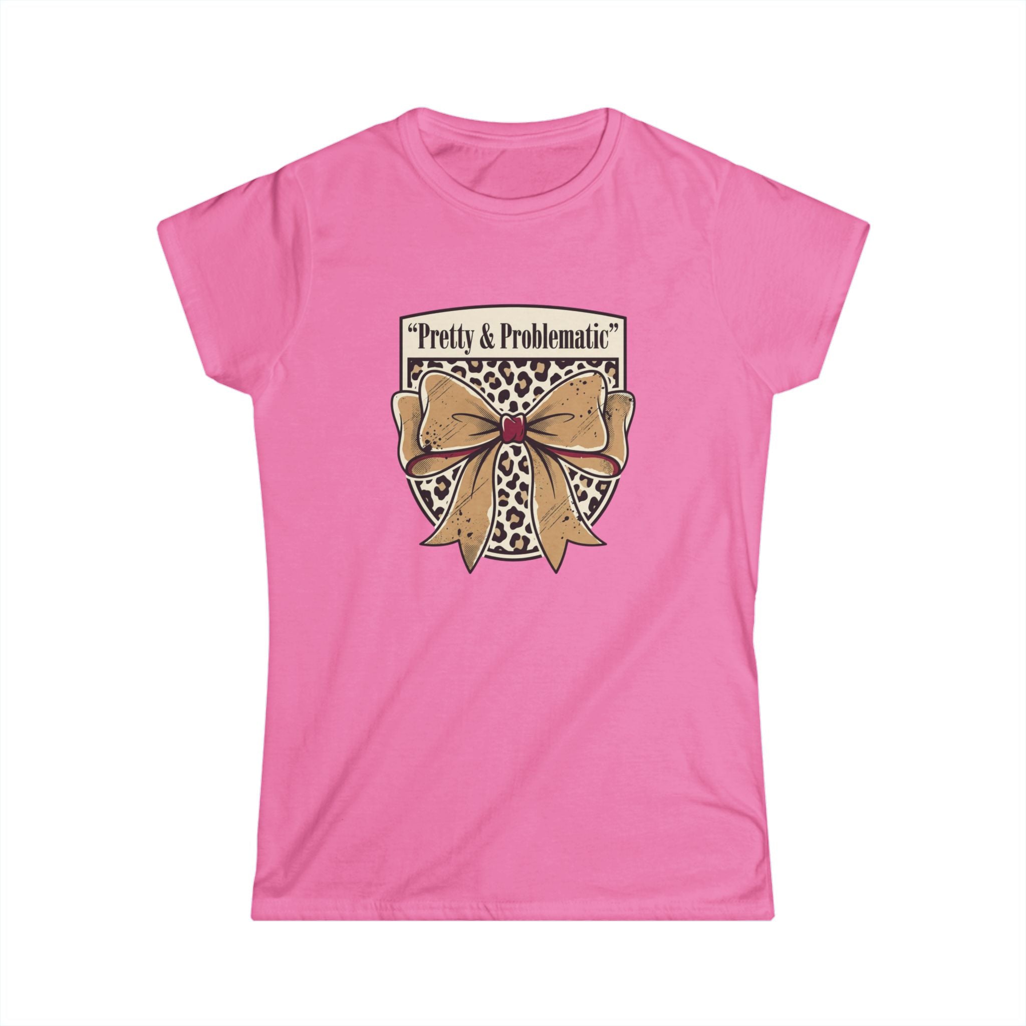 Pretty & Problematic Women's Tee — Leopard Bow Graphic Shirt