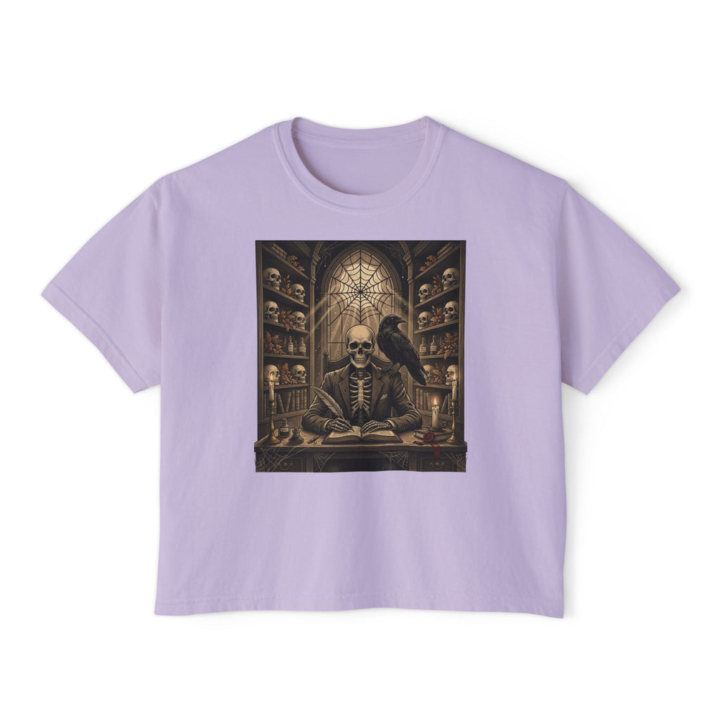 Gothic Apothecary Skull Tee — Raven & Spellbook Women's Boxy T-Shirt