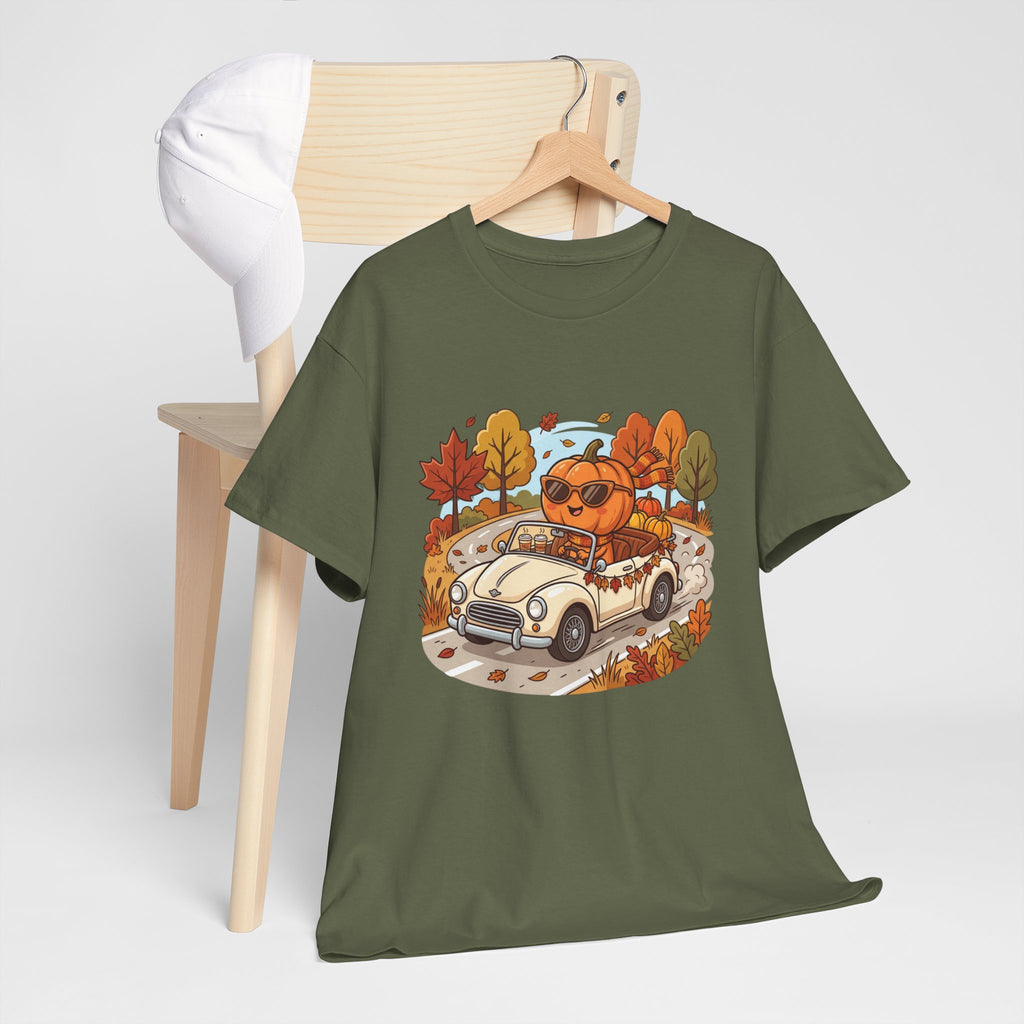 Autumn Roadtrip Tee — Pumpkin Driver Vintage Car Fall Shirt