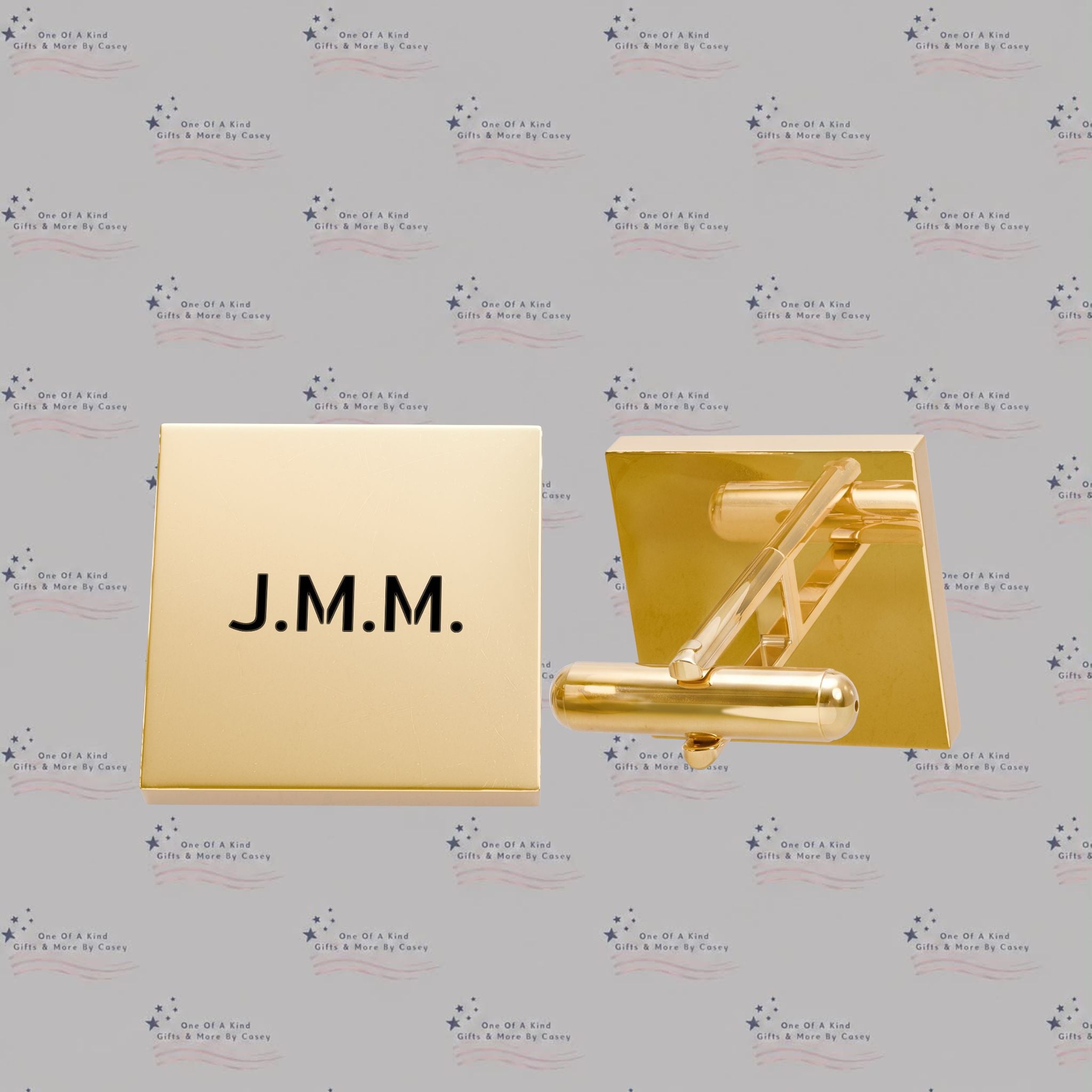 Personalized Gold Square Cufflinks — Custom Engraved "Print it your way" Formal Accessories
