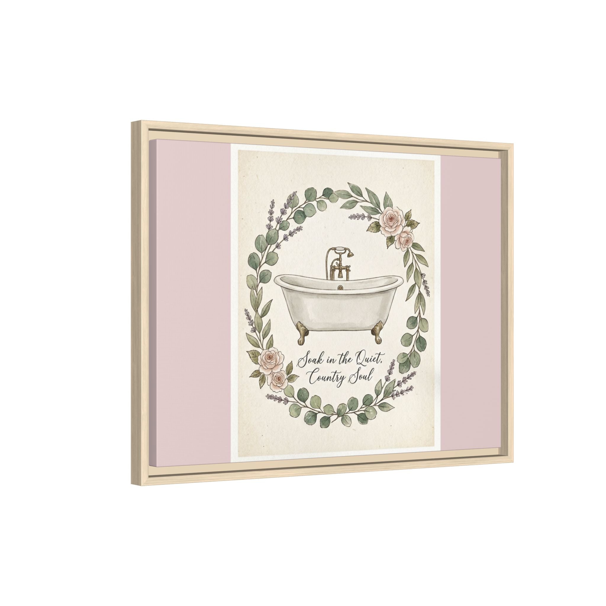 Framed Canvas Wall Art - 'Soak in the Quiet, Country Soul' Vintage Bath Print