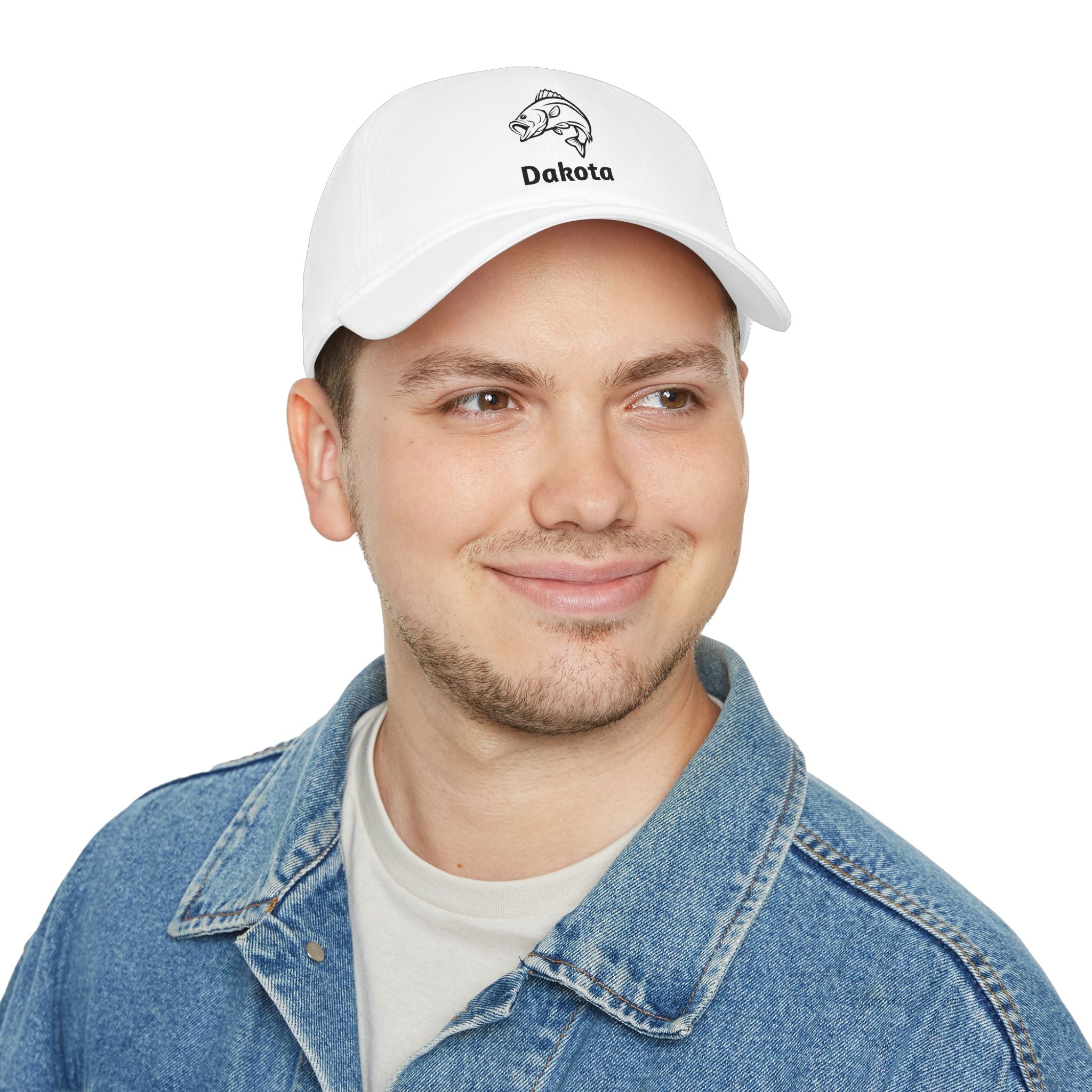 Bass Fisherman Embroidered Cap — Personalized Low Profile Baseball Hat