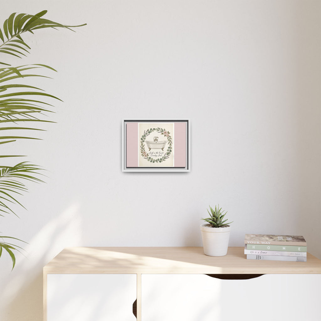Framed Canvas Wall Art - 'Soak in the Quiet, Country Soul' Vintage Bath Print