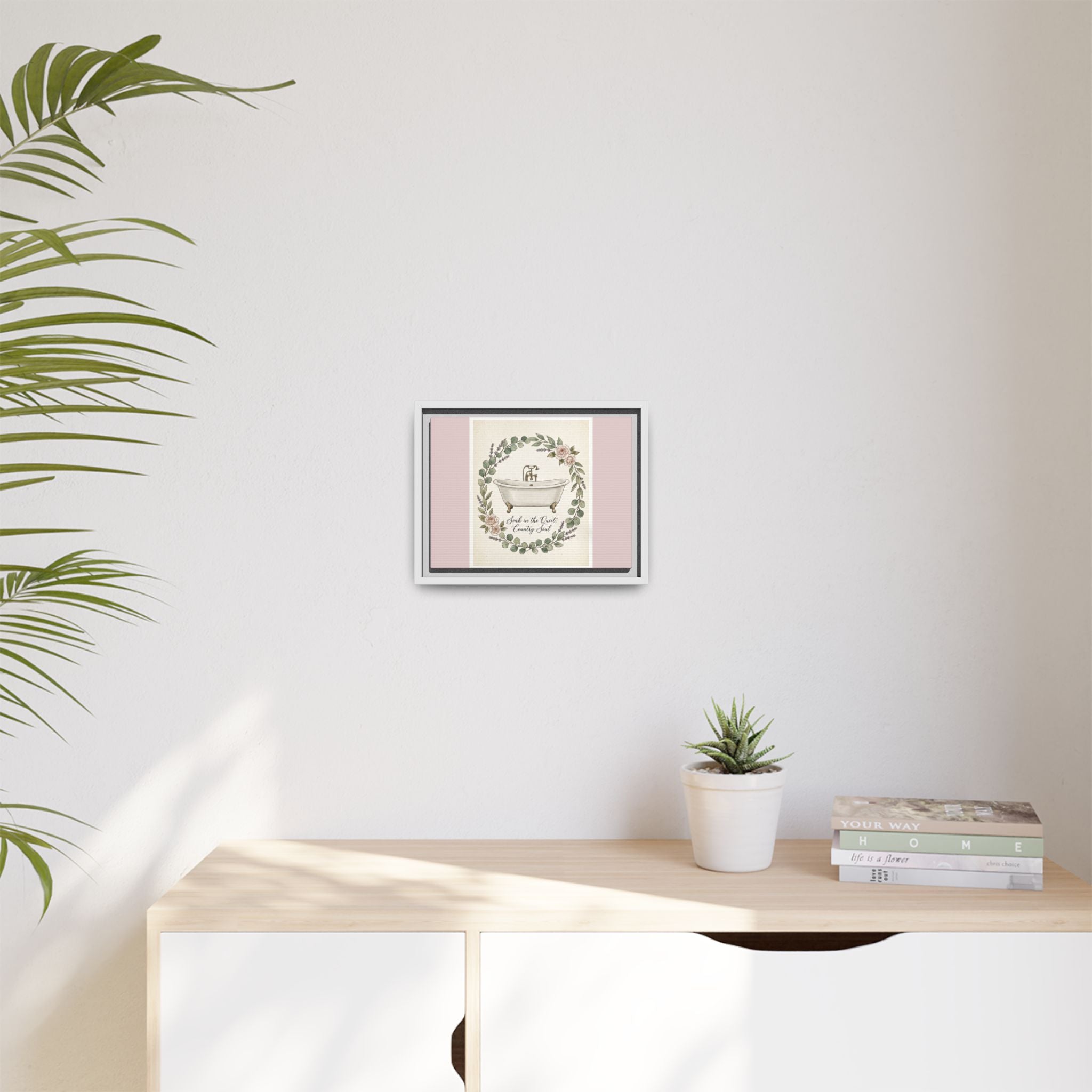 Framed Canvas Wall Art - 'Soak in the Quiet, Country Soul' Vintage Bath Print