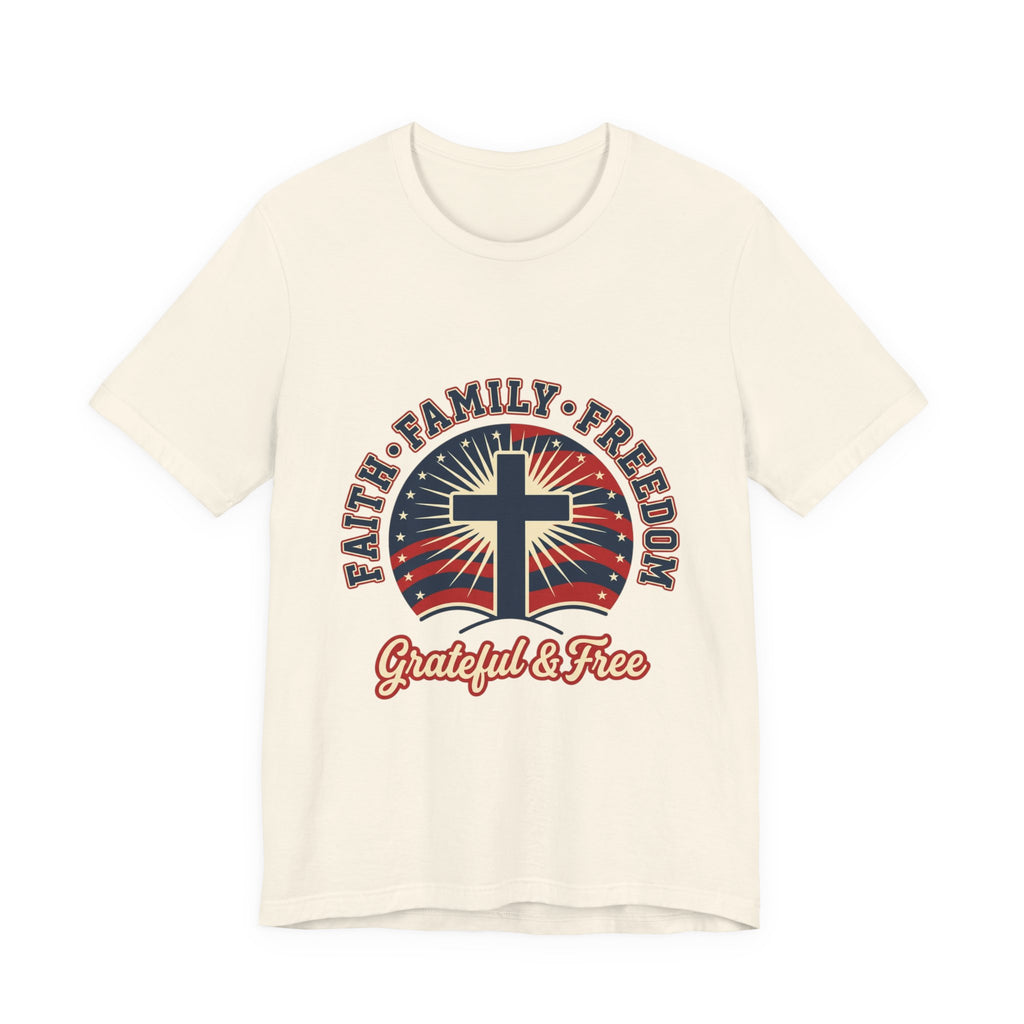 Faith Family Freedom T-Shirt | Patriotic Faith-Based, Vintage Americana