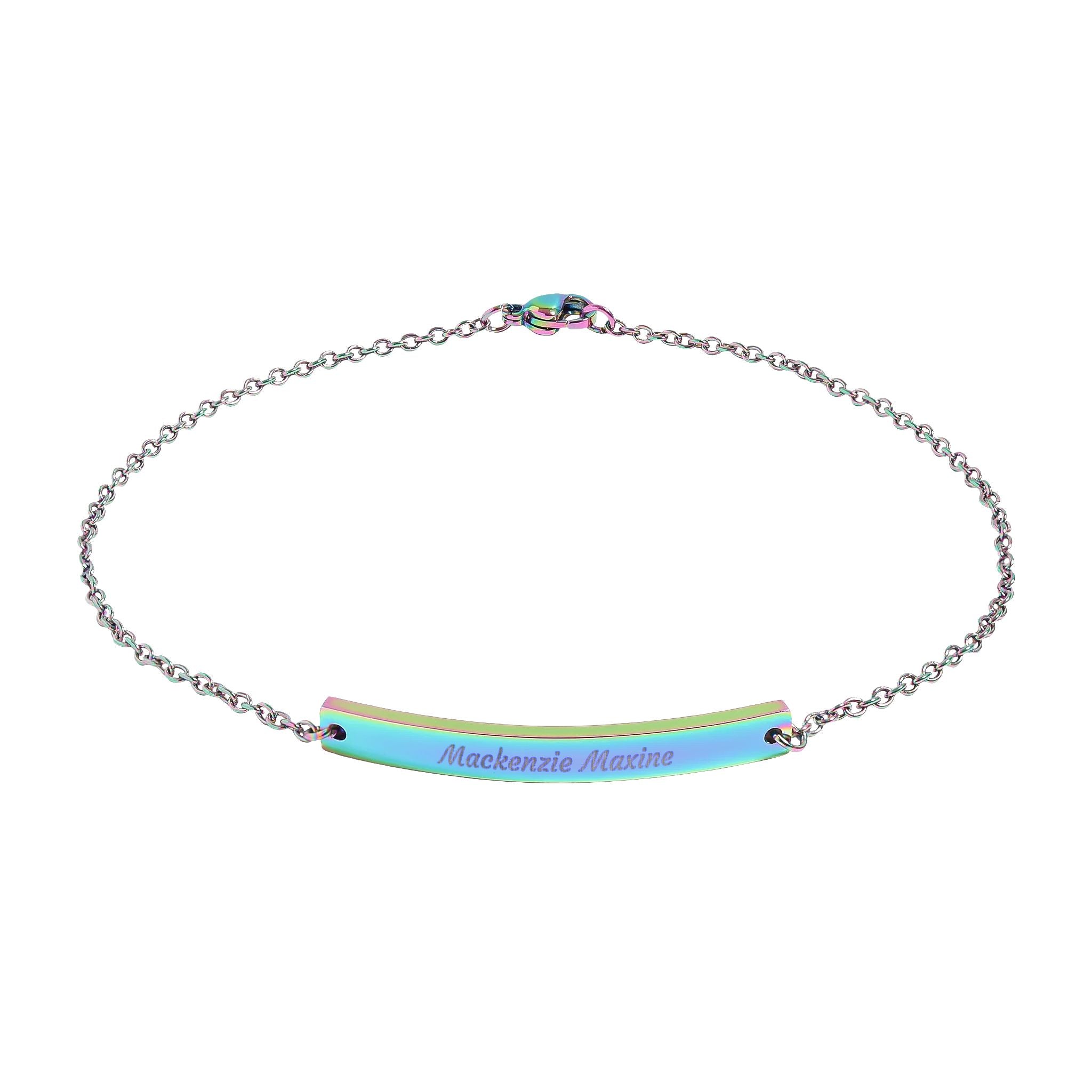 Personalized Curved Bar Anklet — Engraved Name Anklet, Minimal Gold or Rose Gold Jewelry Gift