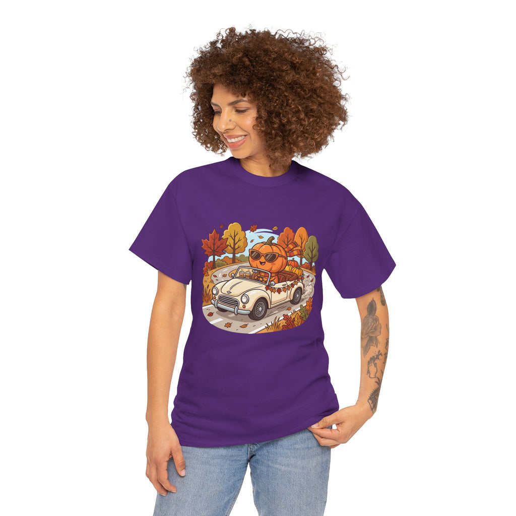 Autumn Roadtrip Tee — Pumpkin Driver Vintage Car Fall Shirt