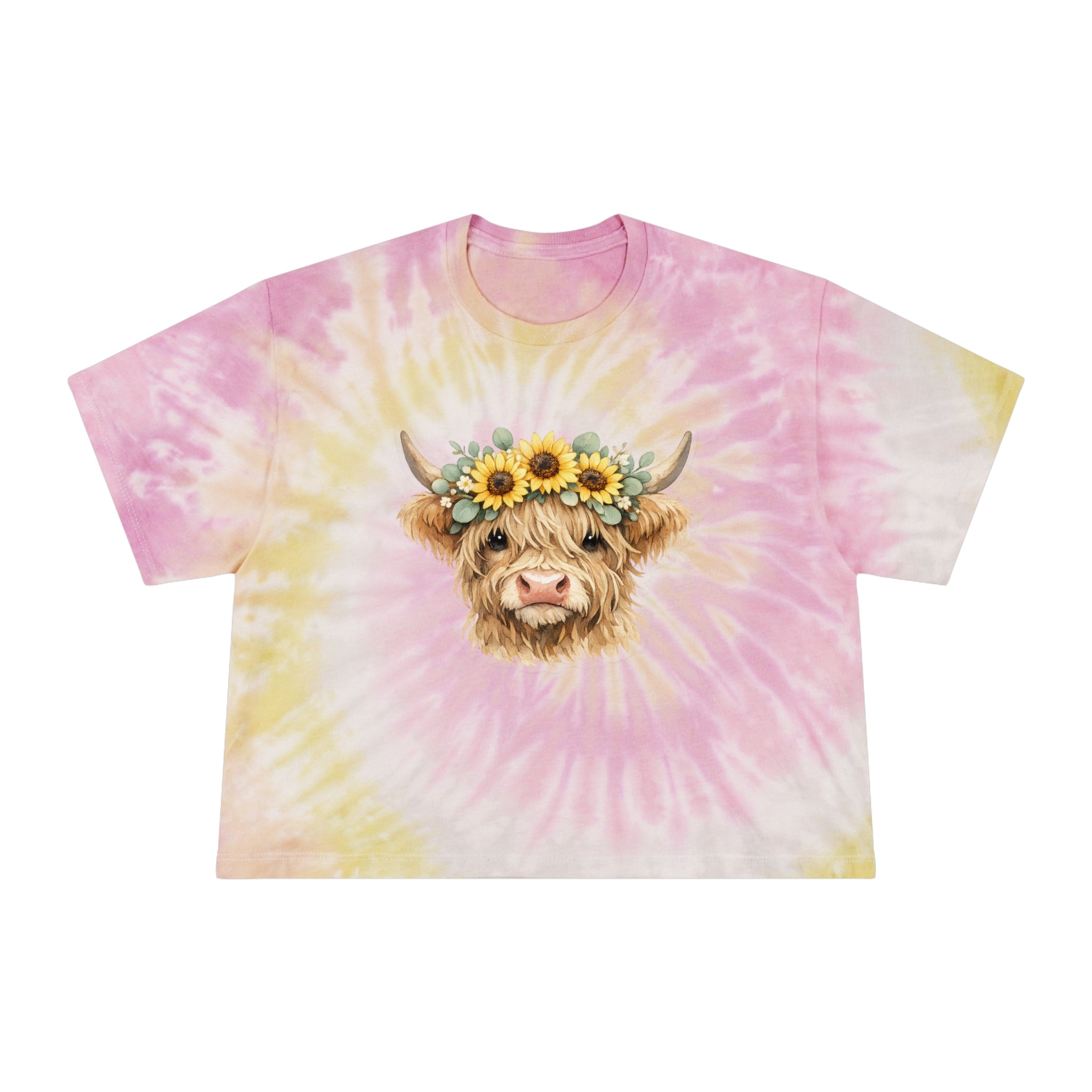 Sunflower Crown Highland Cow Graphic Tee