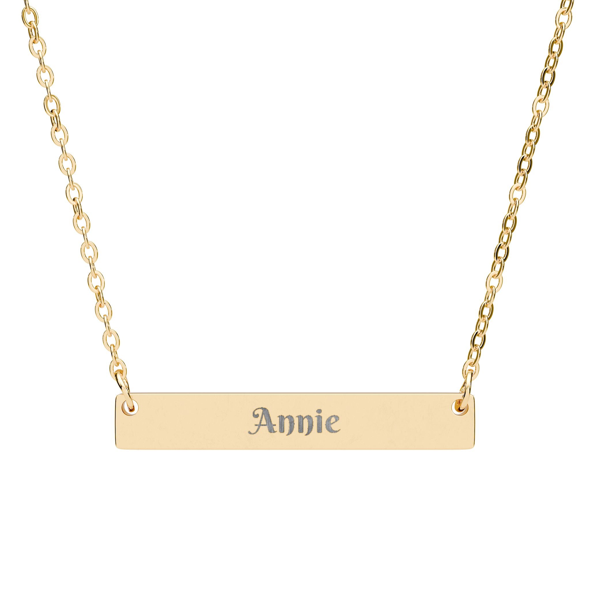 Engravable Horizontal Bar Necklace — Personalized Nameplate Pendant