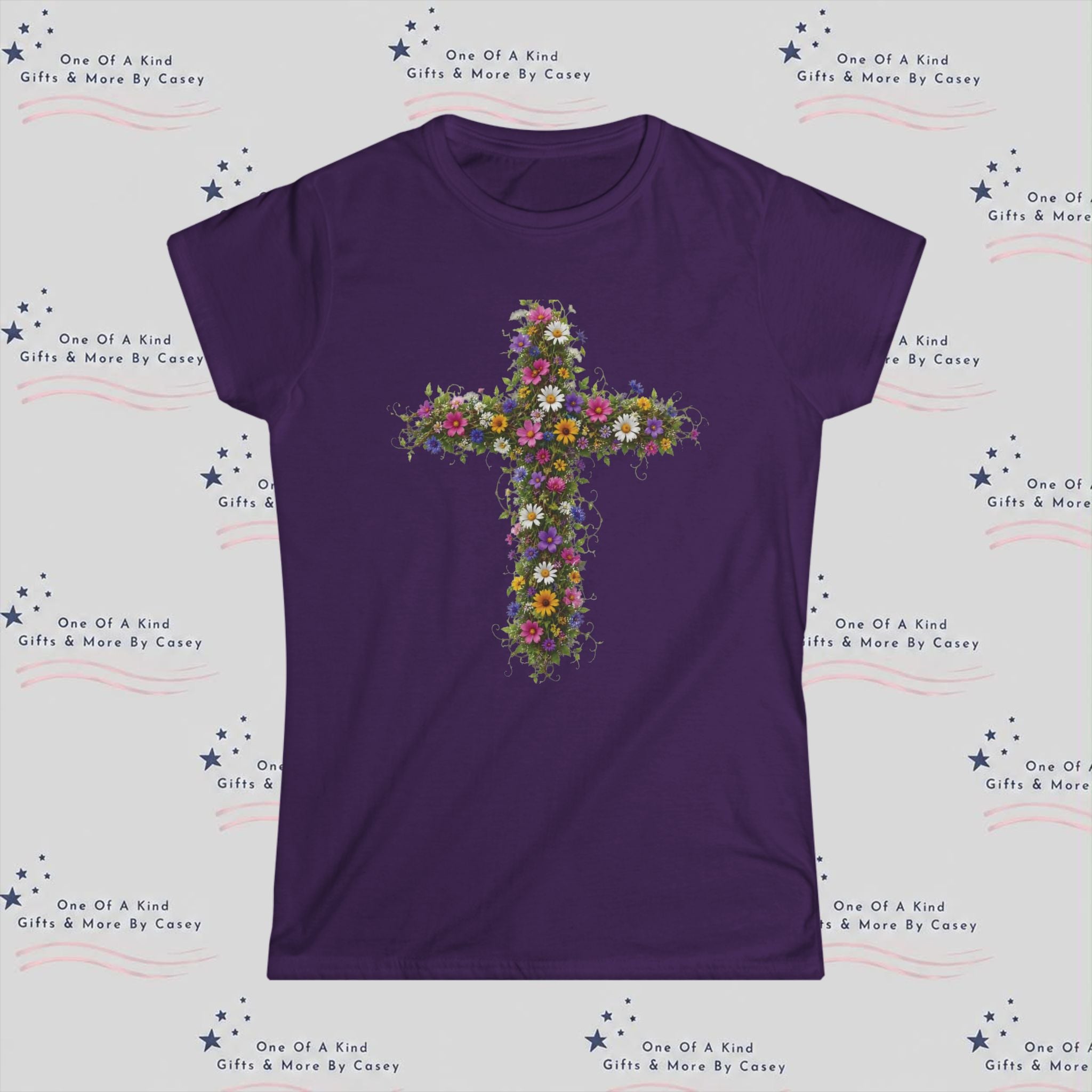 Floral Cross Women's Tee —  Spring Bouquet Shirt