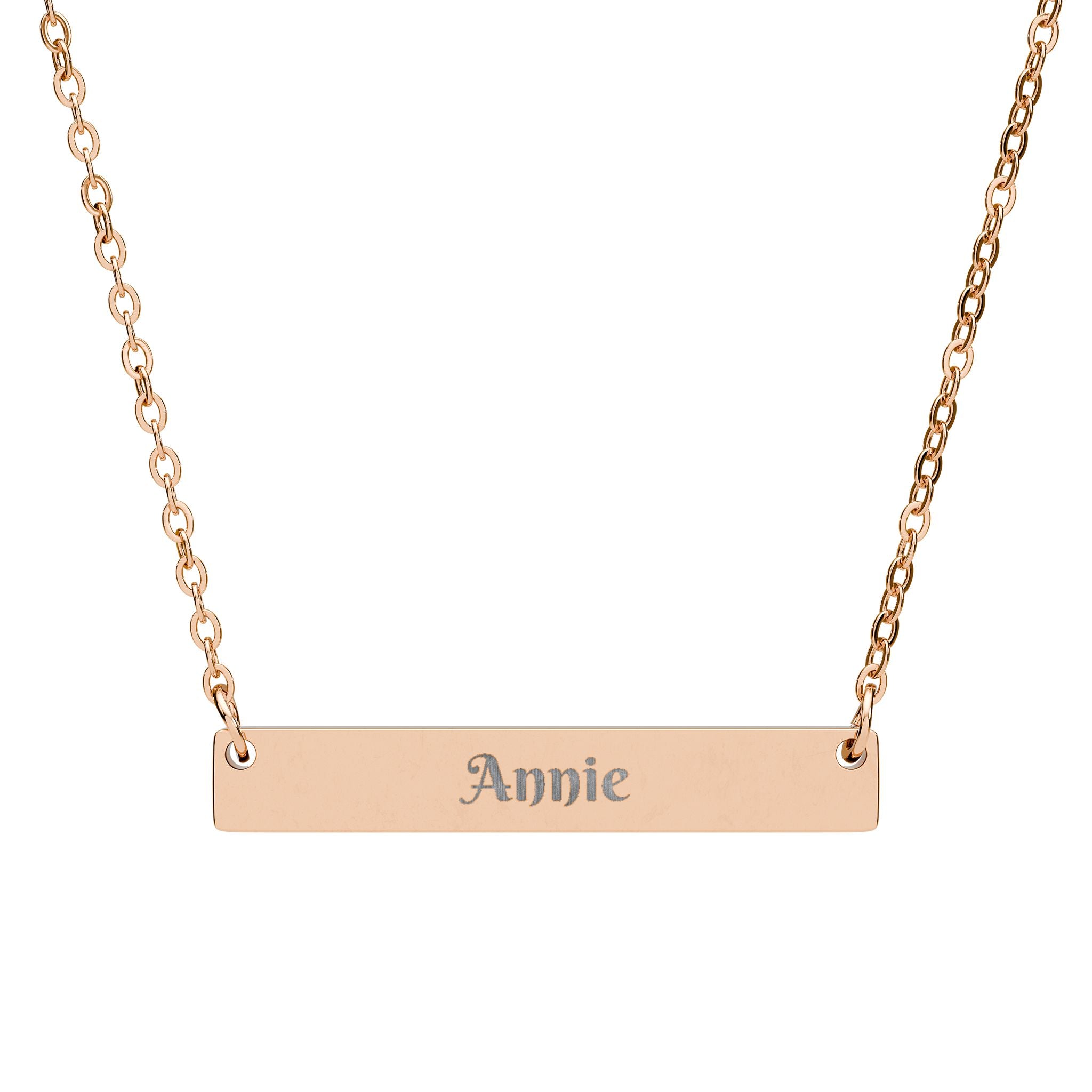 Engravable Horizontal Bar Necklace — Personalized Nameplate Pendant