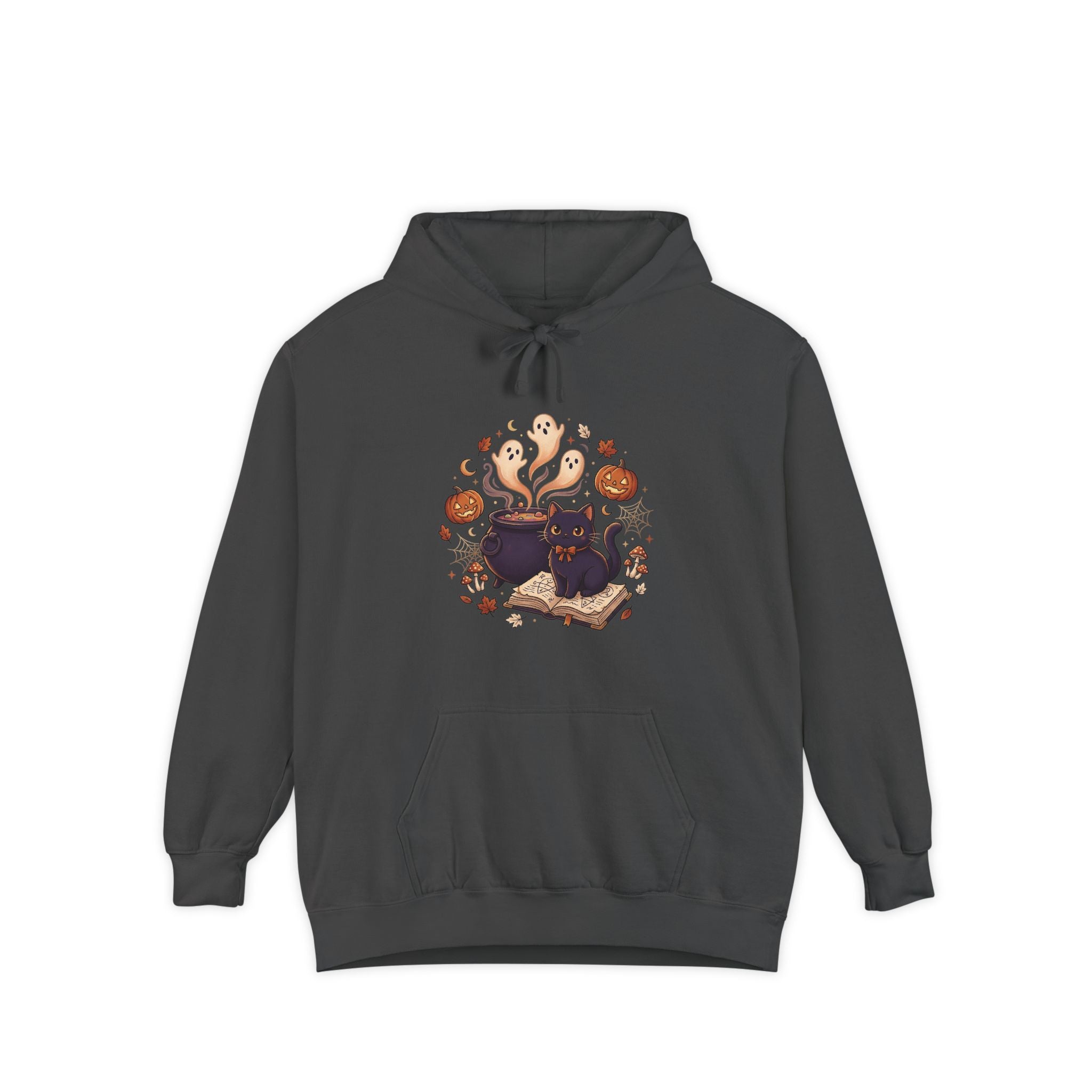 Halloween Cat & Ghost Hoodie — Cute Spooky Fall Pullover