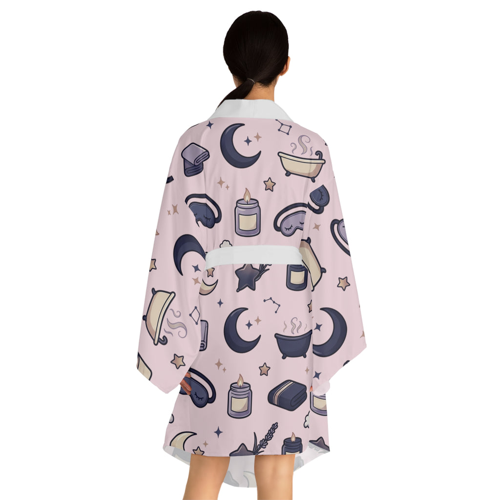 Sleepy Spa Kimono Robe — Bathtub & Moon All-Over Print
