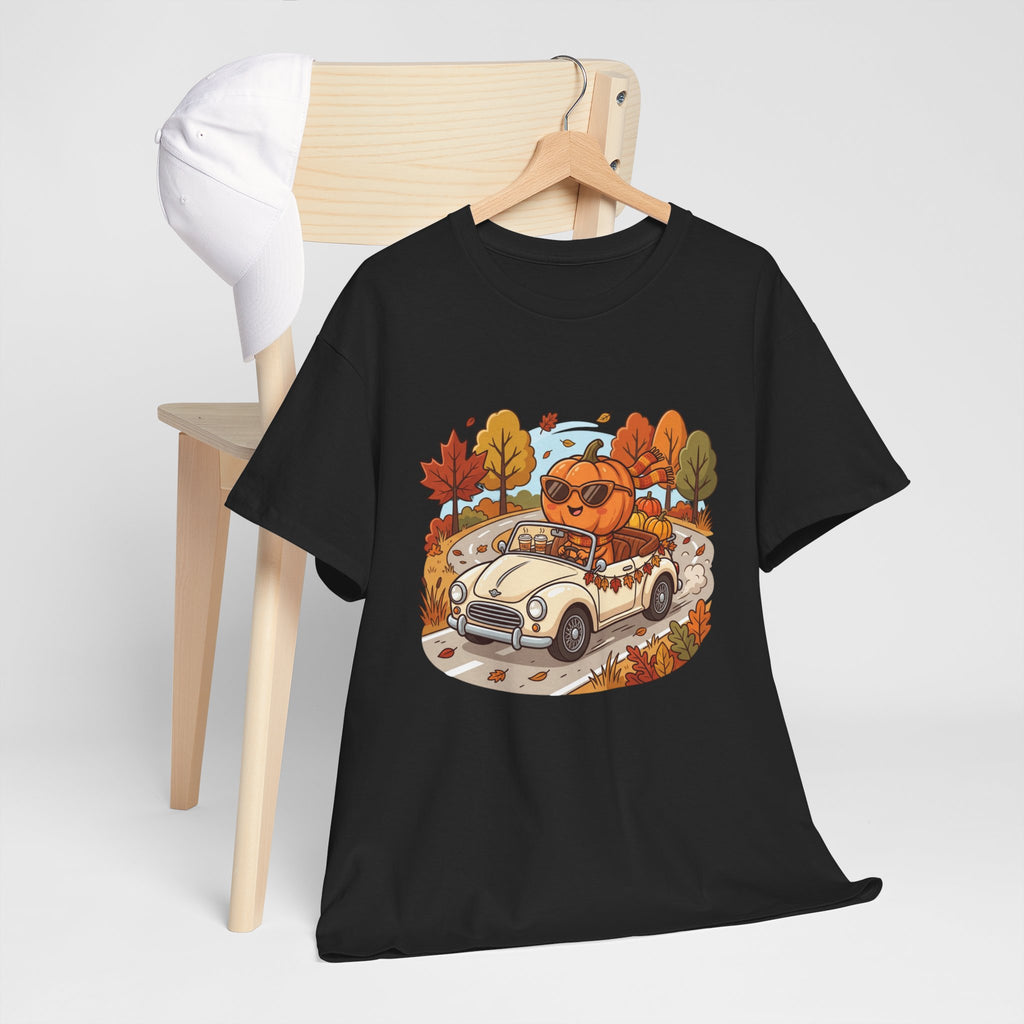 Autumn Roadtrip Tee — Pumpkin Driver Vintage Car Fall Shirt
