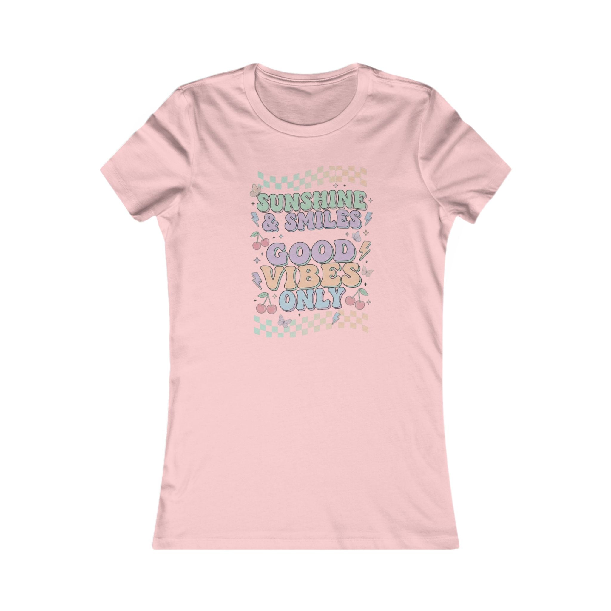 Good Vibes Only Women's Tee — Pastel Retro Sunshine & Smiles Graphic