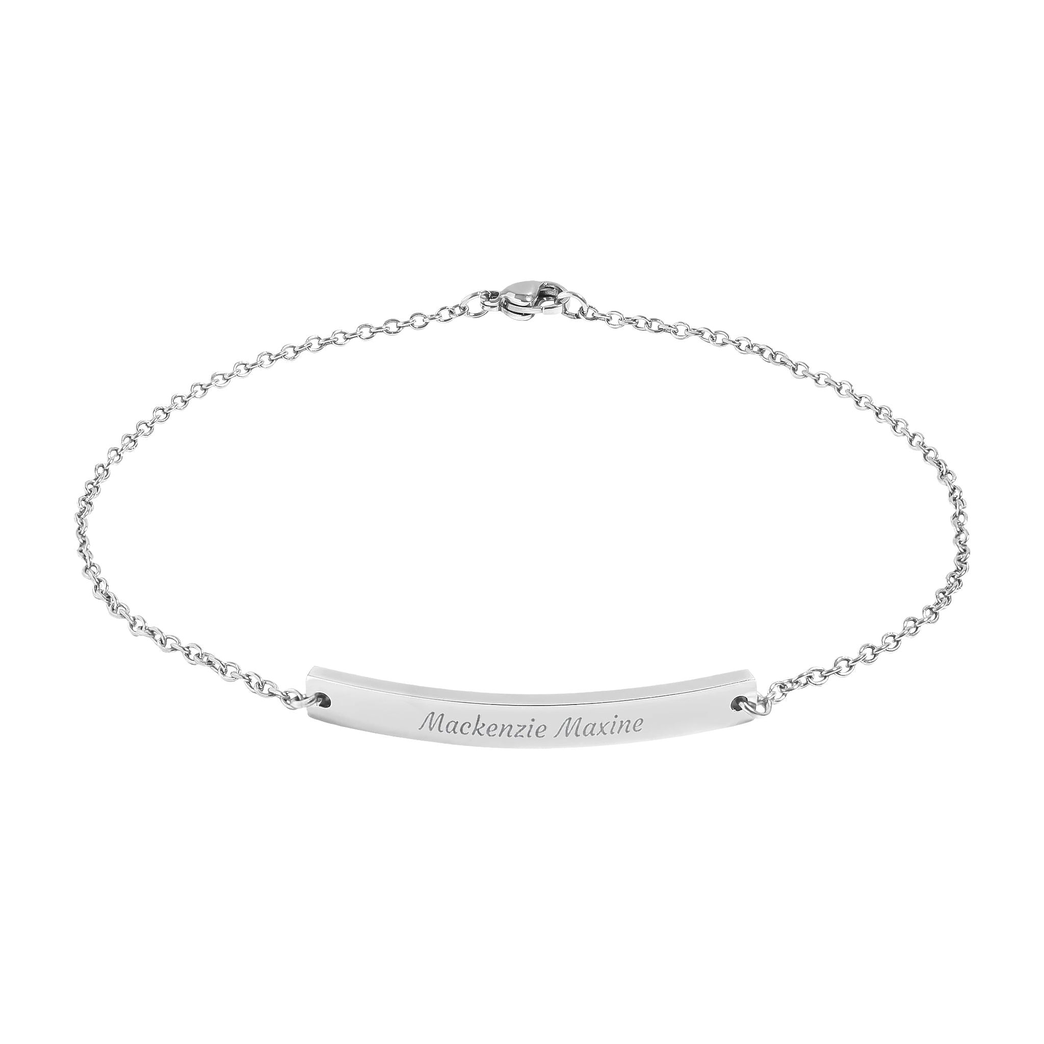 Personalized Curved Bar Anklet — Engraved Name Anklet, Minimal Gold or Rose Gold Jewelry Gift
