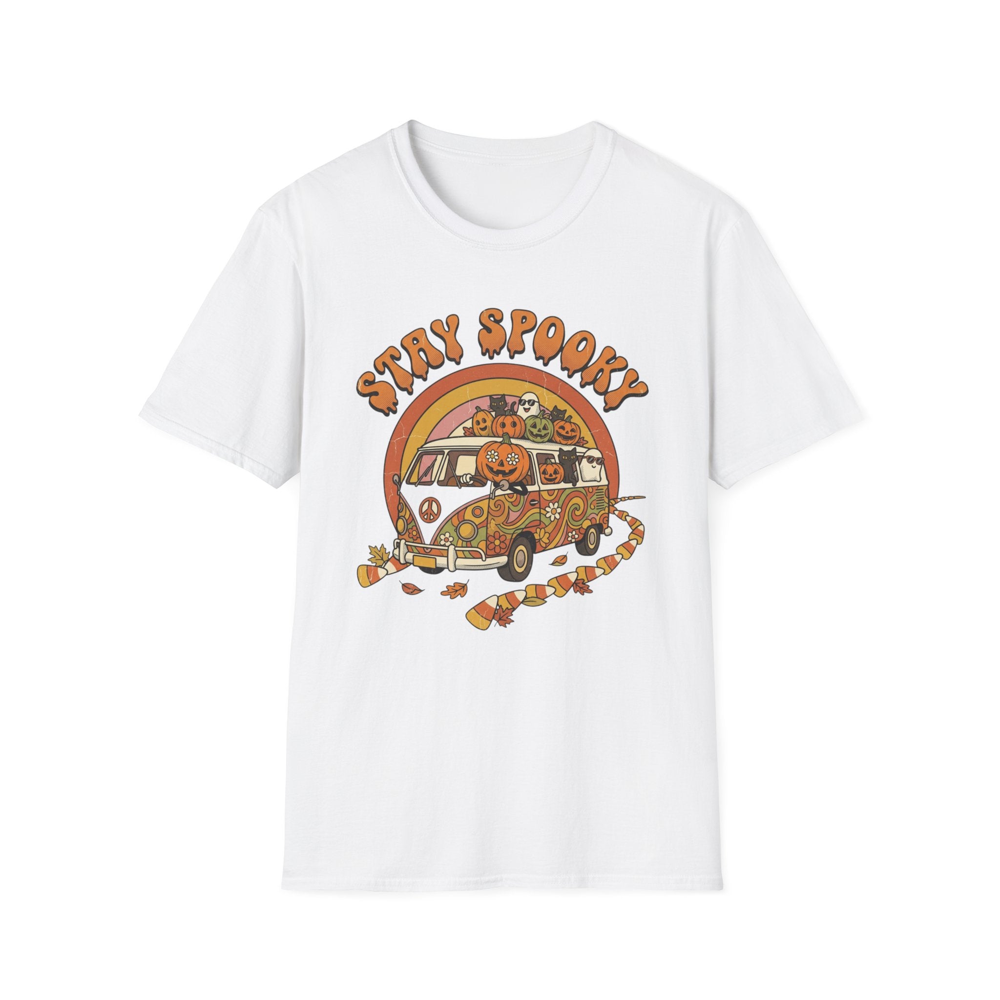 Stay Spooky Halloween T-Shirt — Retro Pumpkin Van Graphic