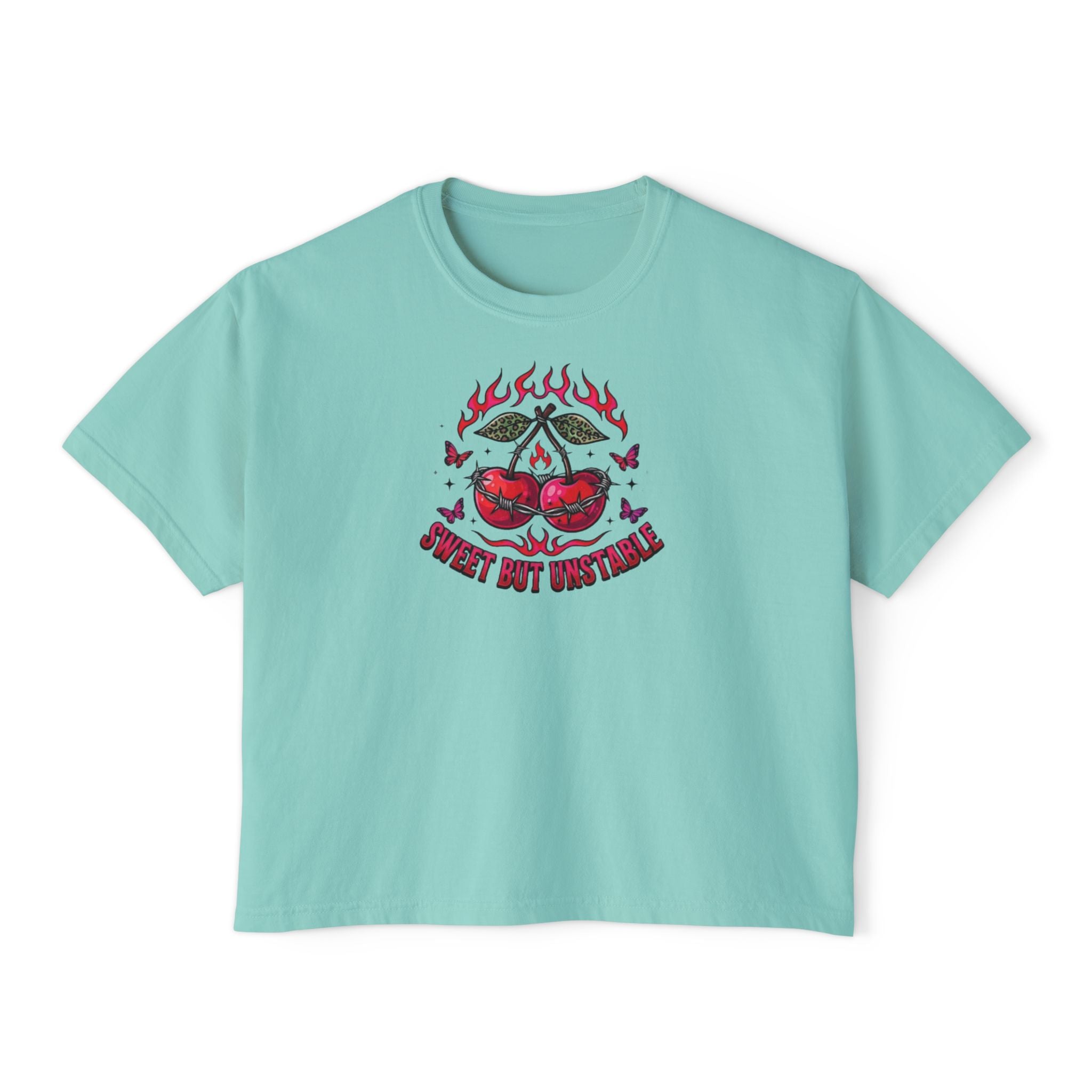 Sweet But Unstable Boxy Tee — Women's Cropped Graphic T-Shirt