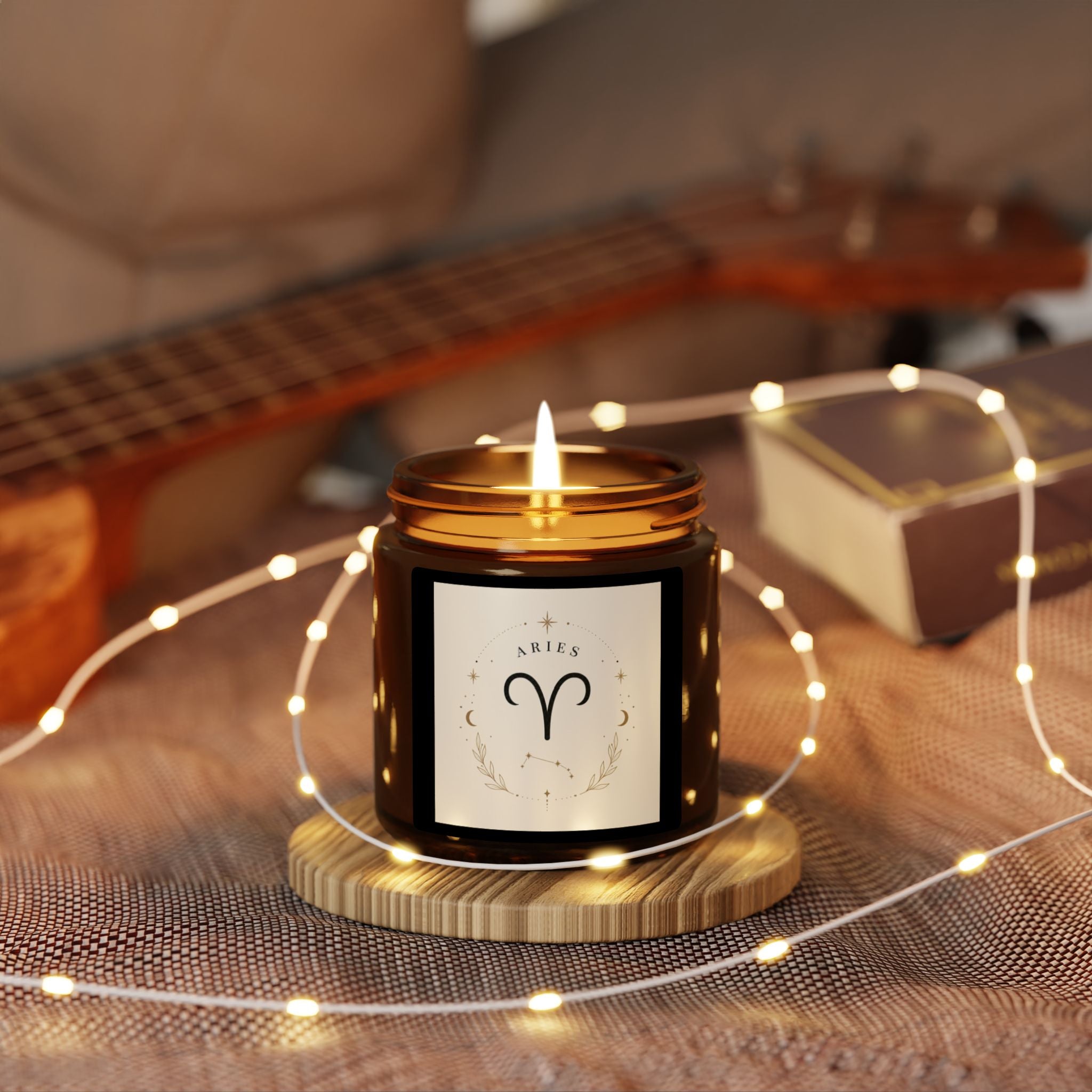 Aromatherapy Soy Candle — Amber Jar (Zodiac Aries Design)