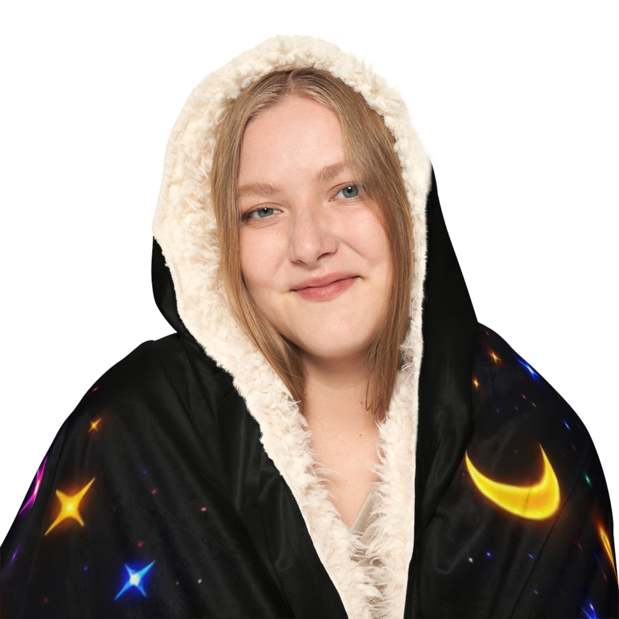 Middle Finger Moon Hooded Blanket – Cozy Reversible Snuggle Throw for Rebellious Women